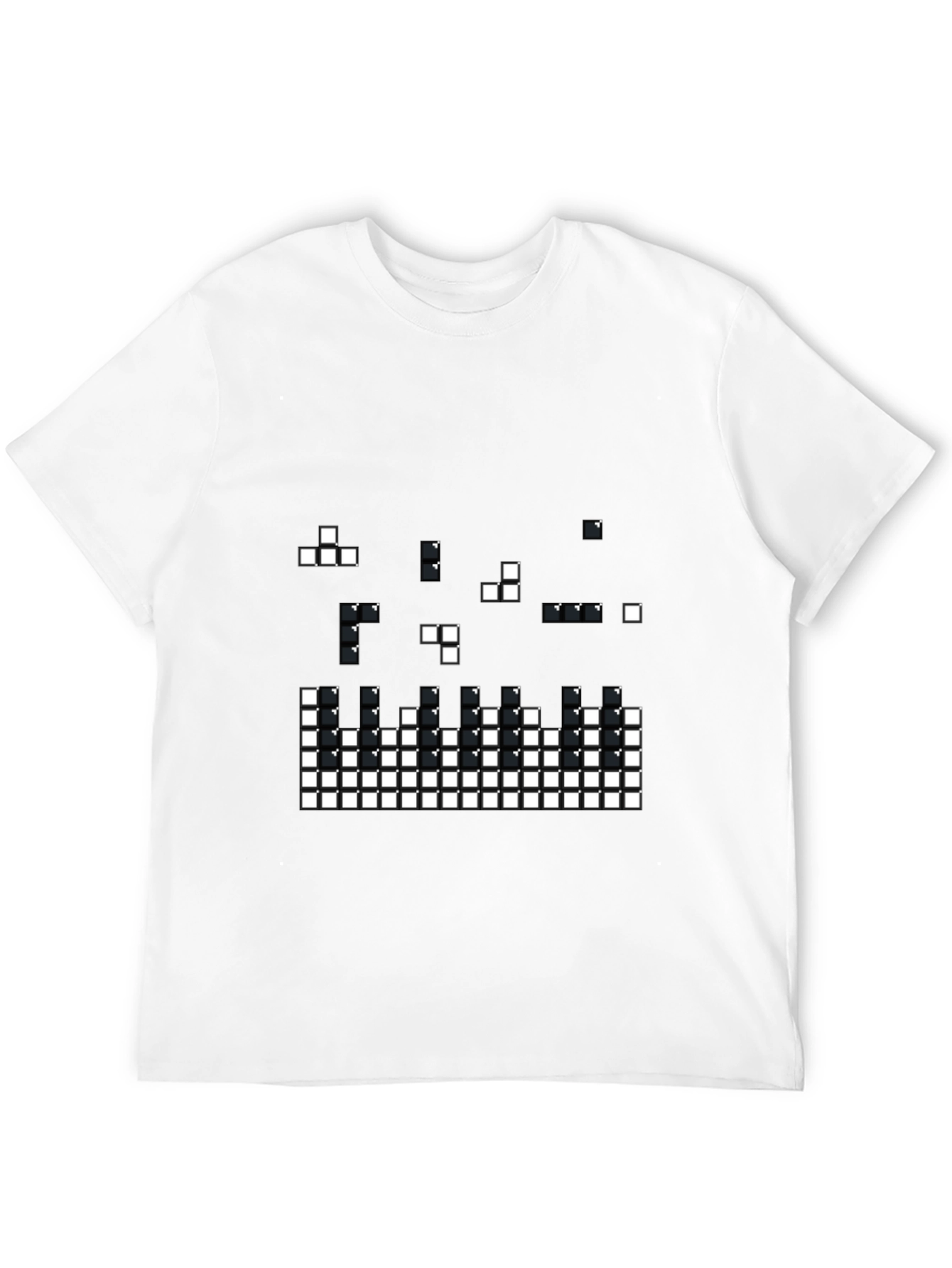 Pixelated Tetris Style Black T-Shirt