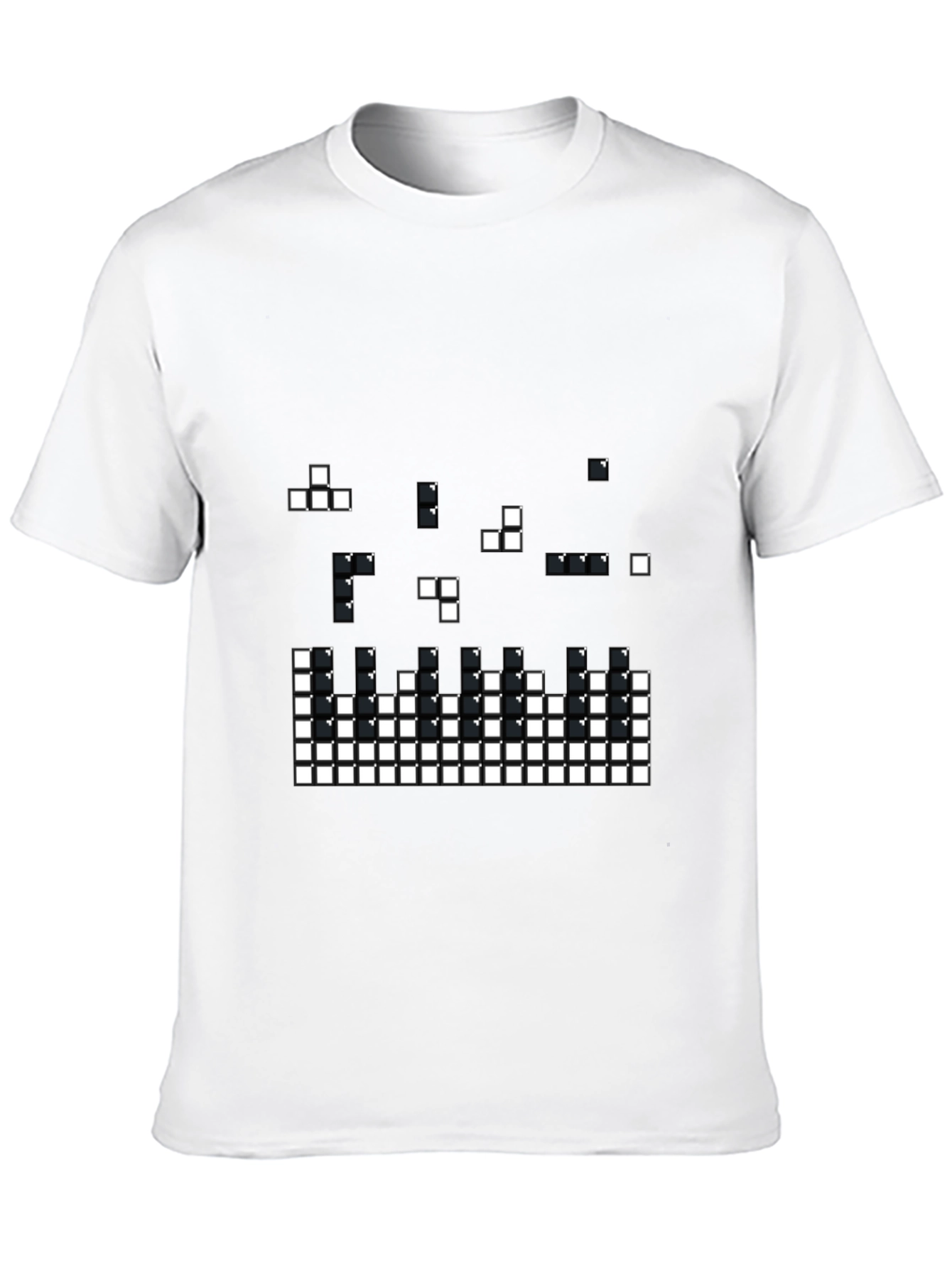 Pixelated Tetris Style Black T-Shirt