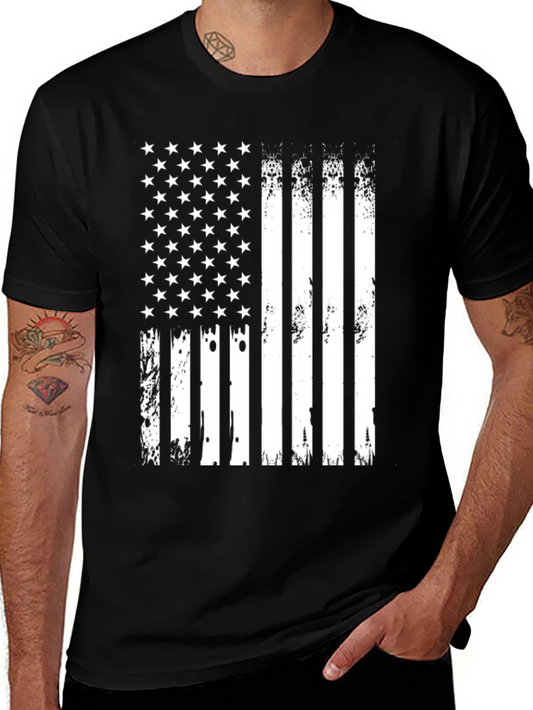 American Flag Distressed Graphic Tee - Patriotic Style