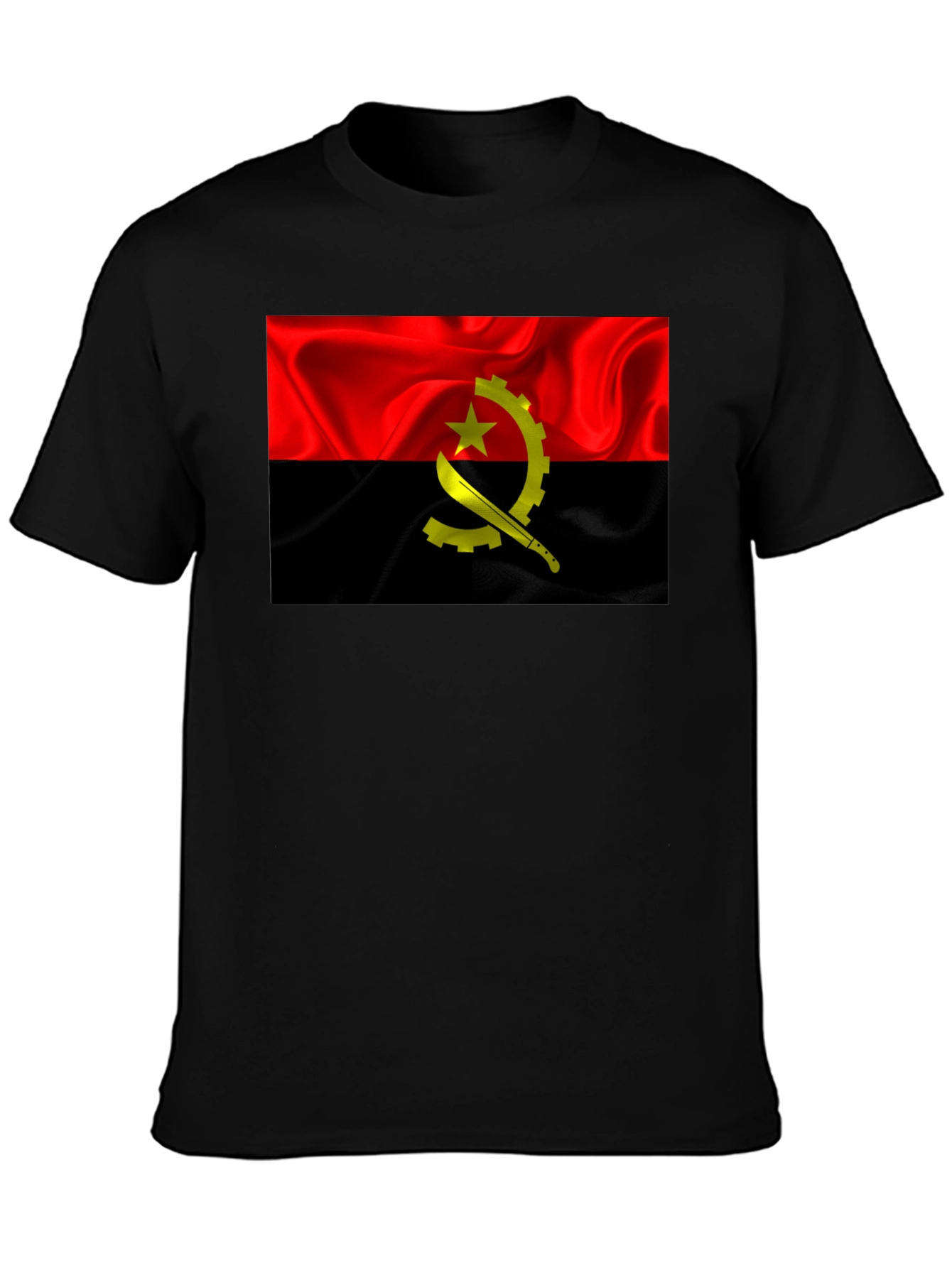 Angola Flag T-Shirt - Red & Black Graphic Tee