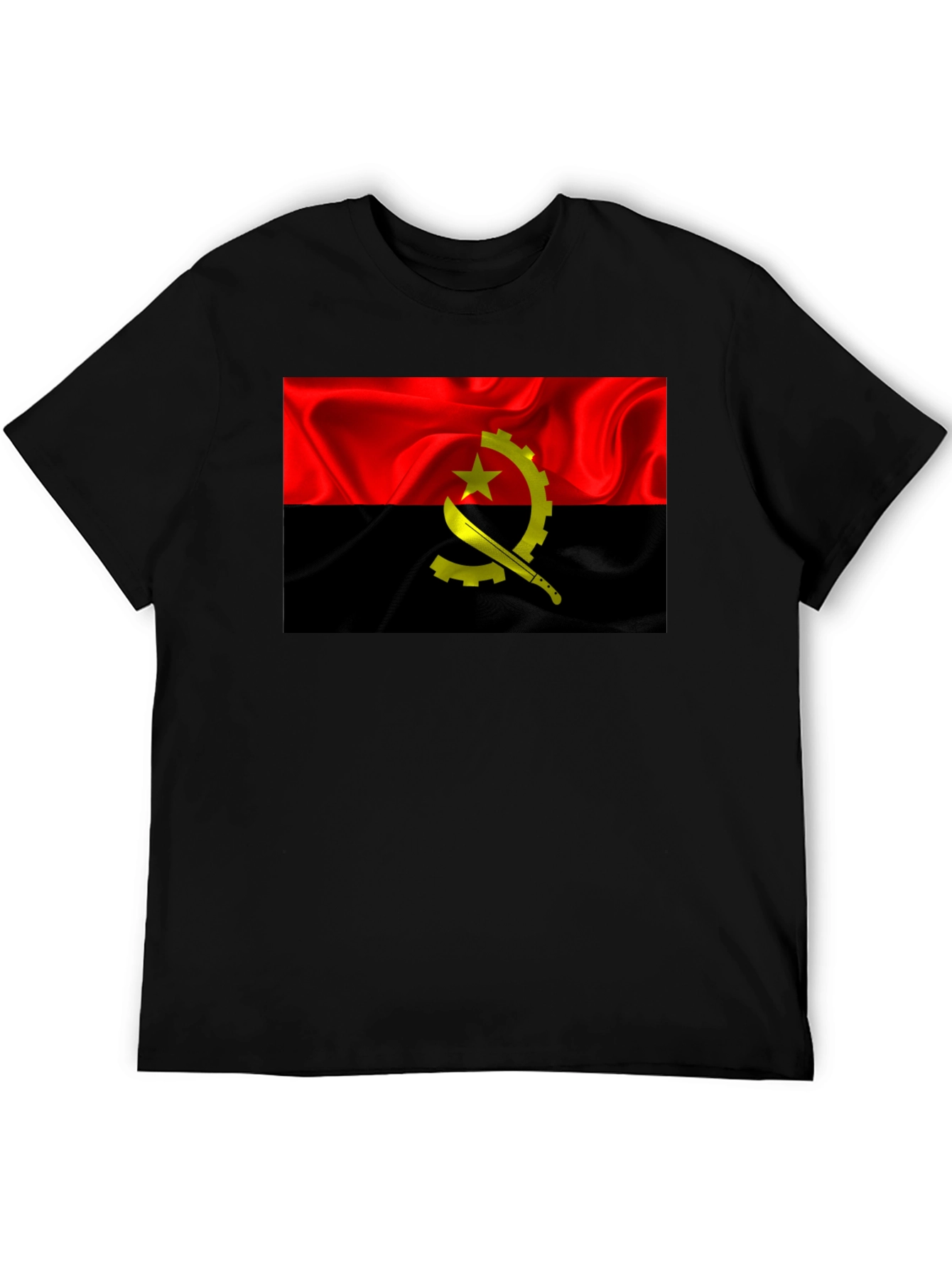 Angola Flag T-Shirt - Red & Black Graphic Tee