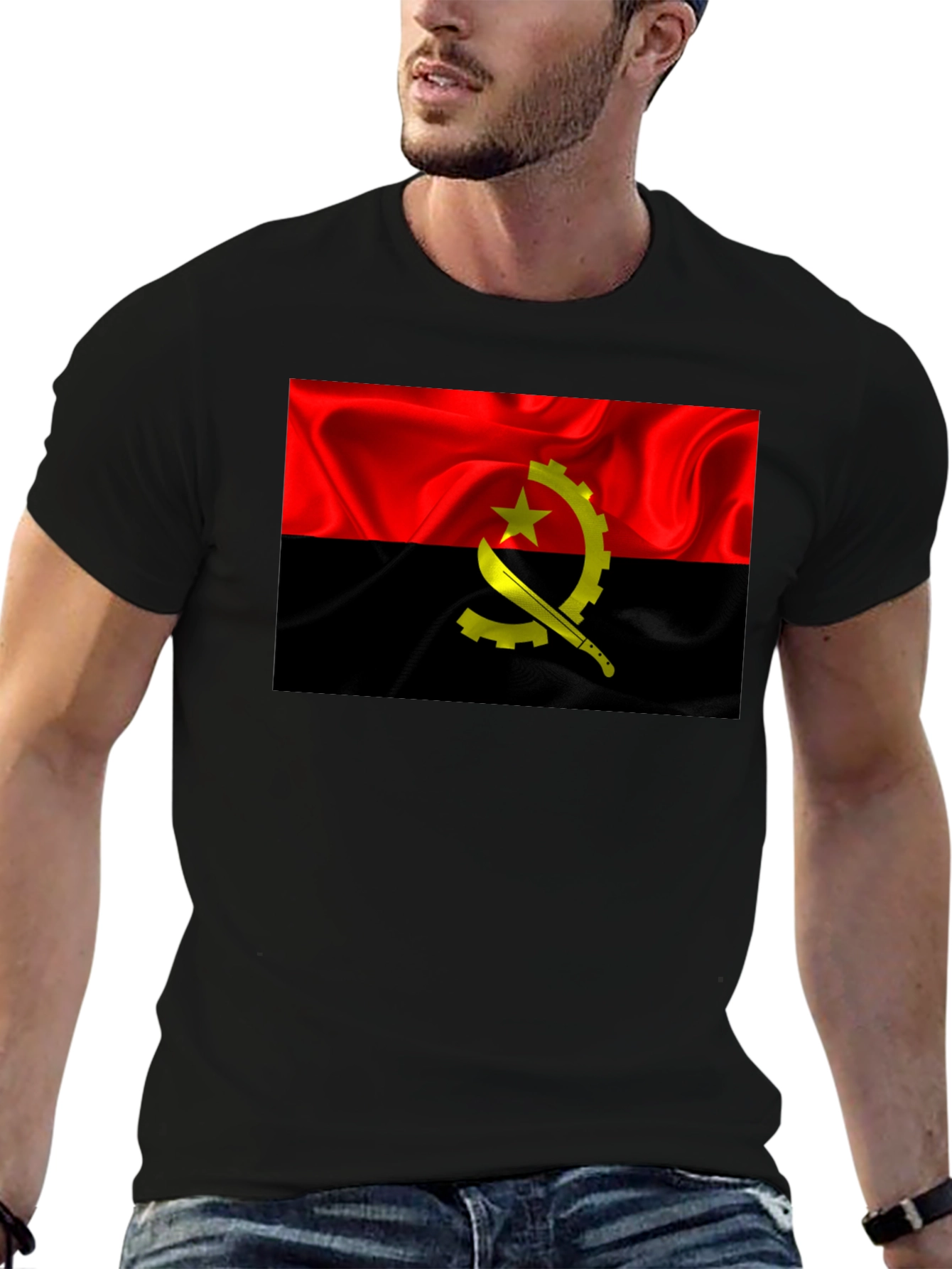 Angola Flag T-Shirt - Red & Black Graphic Tee