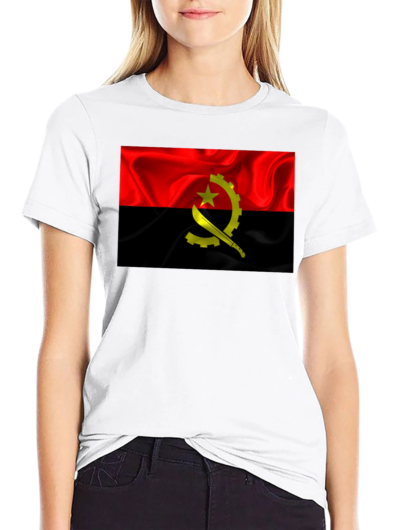 Angola Flag T-Shirt - Red & Black Graphic Tee