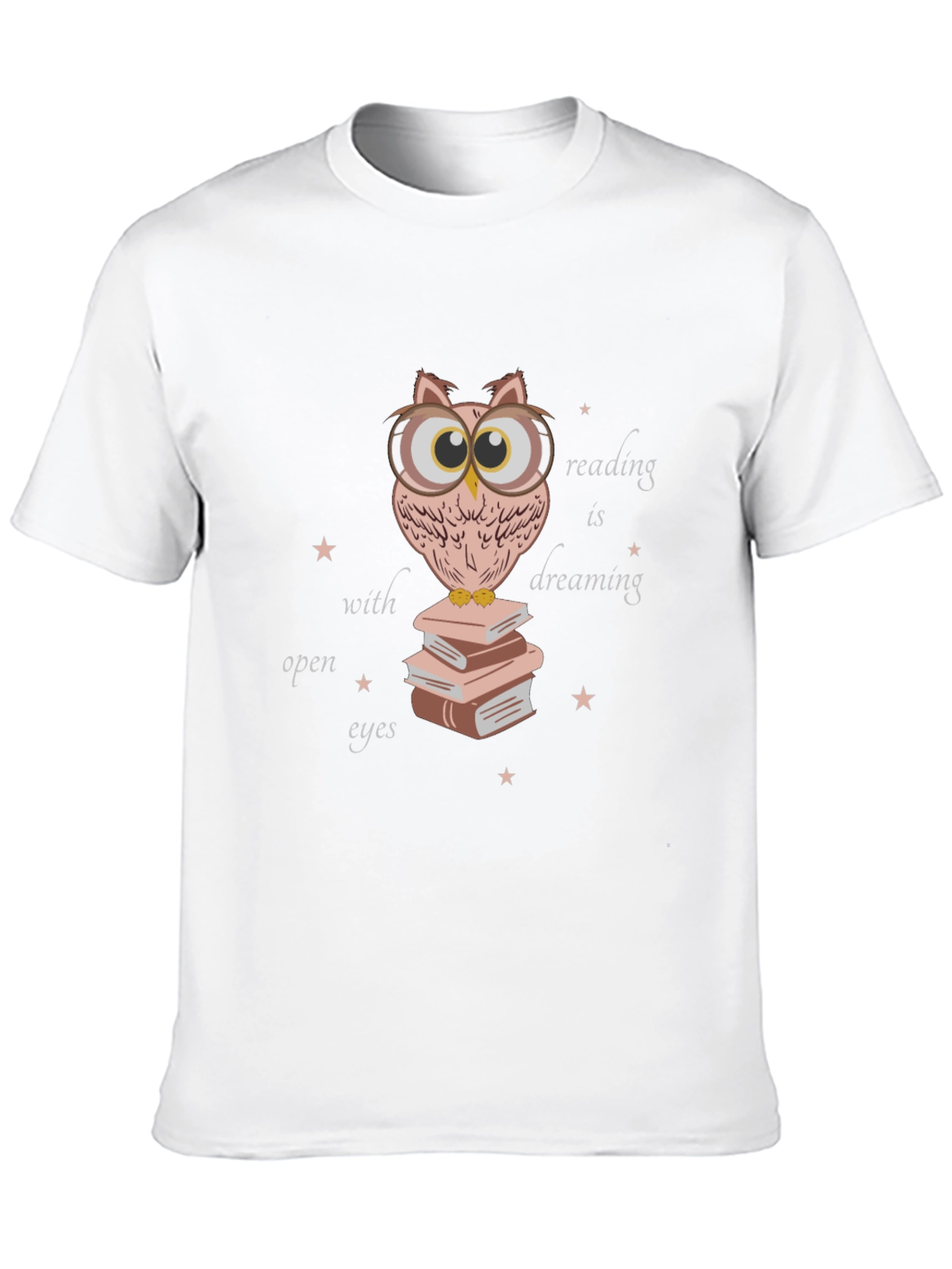 Owl Reading Book T-Shirt - Dreamy Open Eyes Design