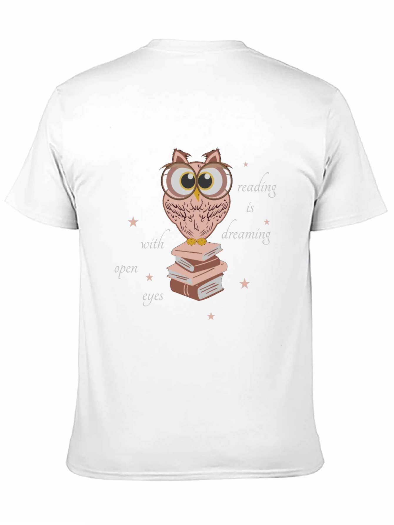 Owl Reading Book T-Shirt - Dreamy Open Eyes Design