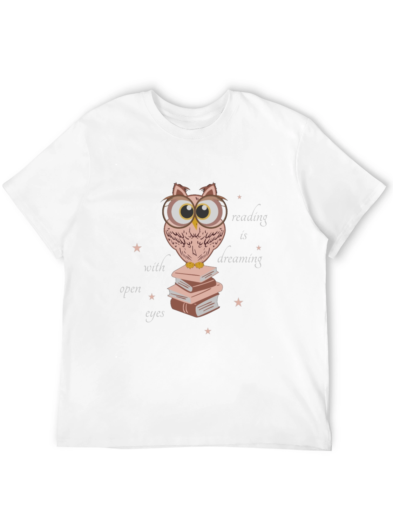 Owl Reading Book T-Shirt - Dreamy Open Eyes Design
