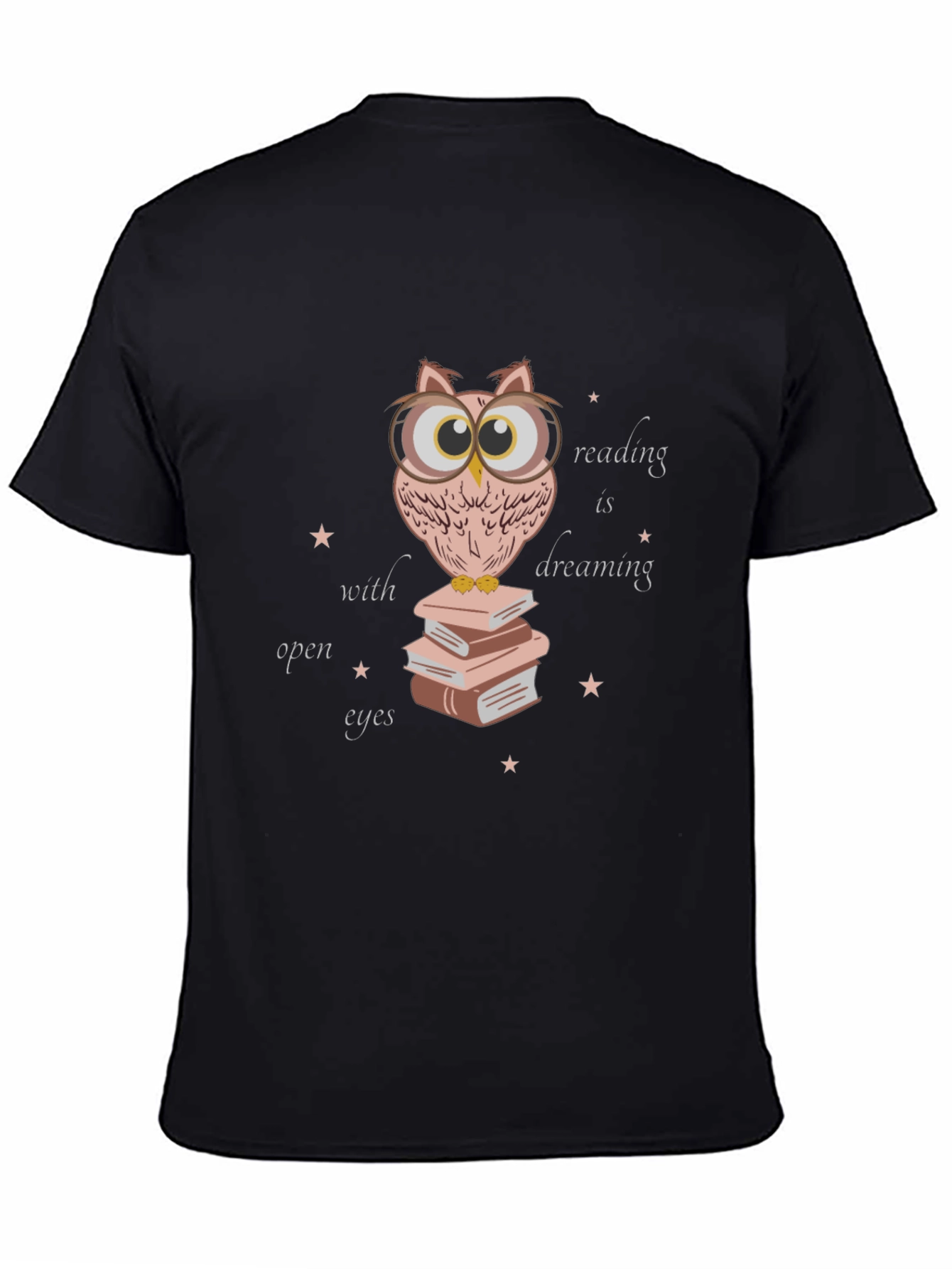 Owl Reading Book T-Shirt - Dreamy Open Eyes Design