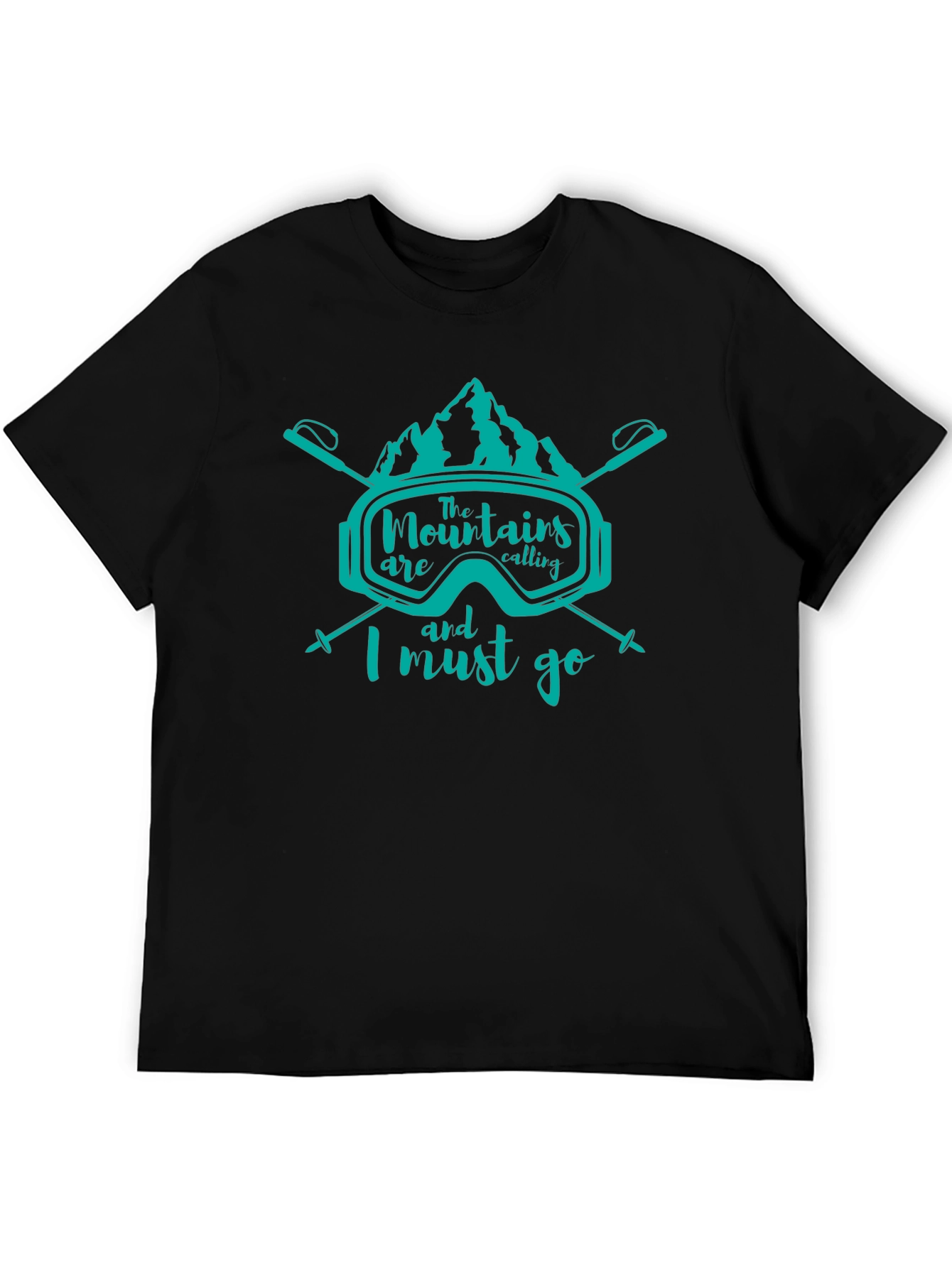 Mountains are Calling Black Tee - Adventure Ready