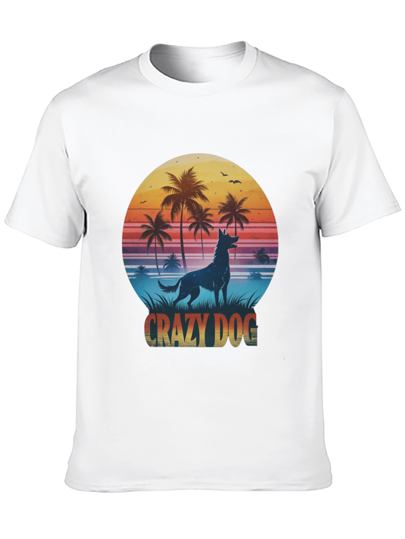 Crazy Dog T-Shirt - Tropical Beach Design