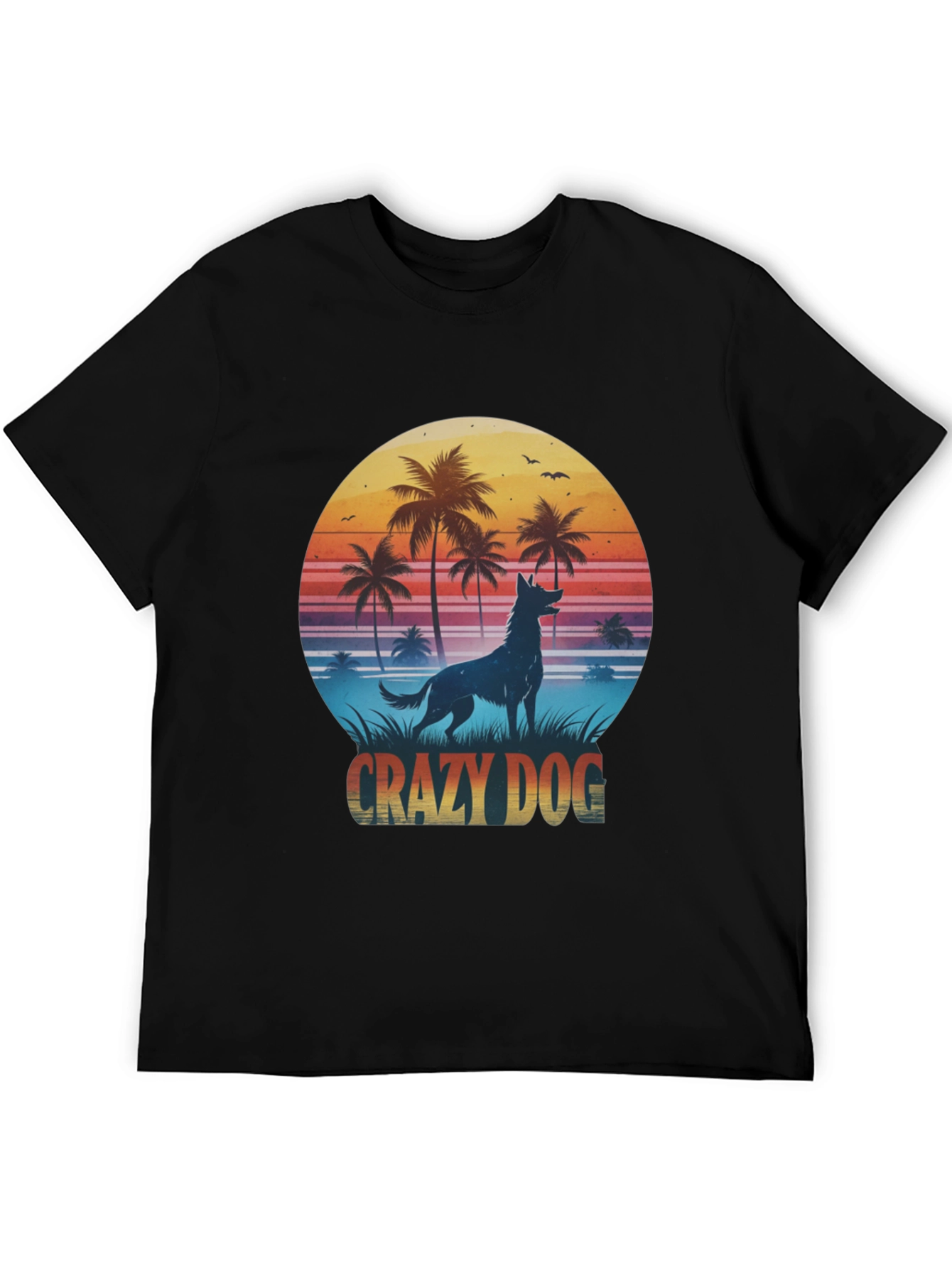 Crazy Dog T-Shirt - Tropical Beach Design