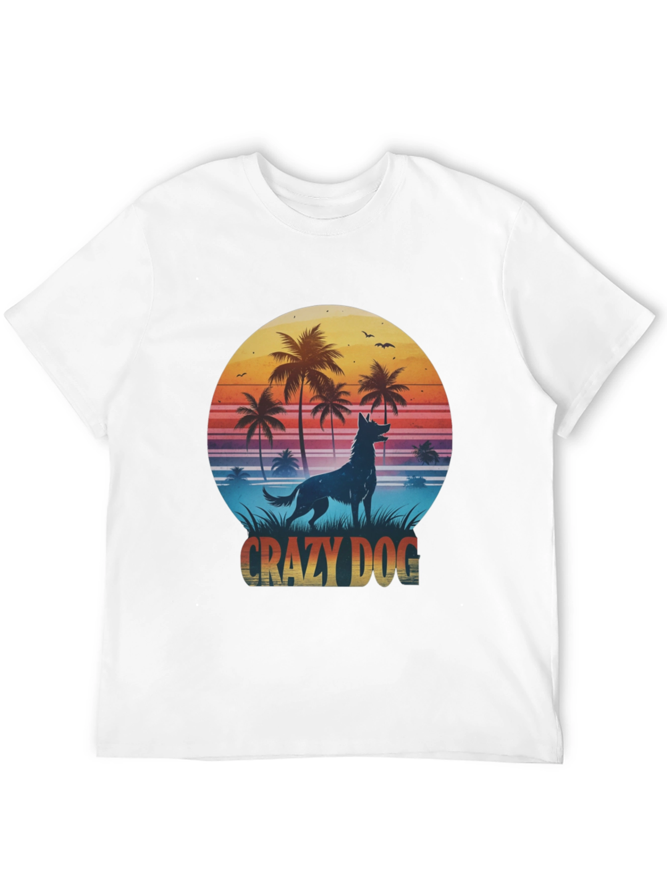 Crazy Dog T-Shirt - Tropical Beach Design