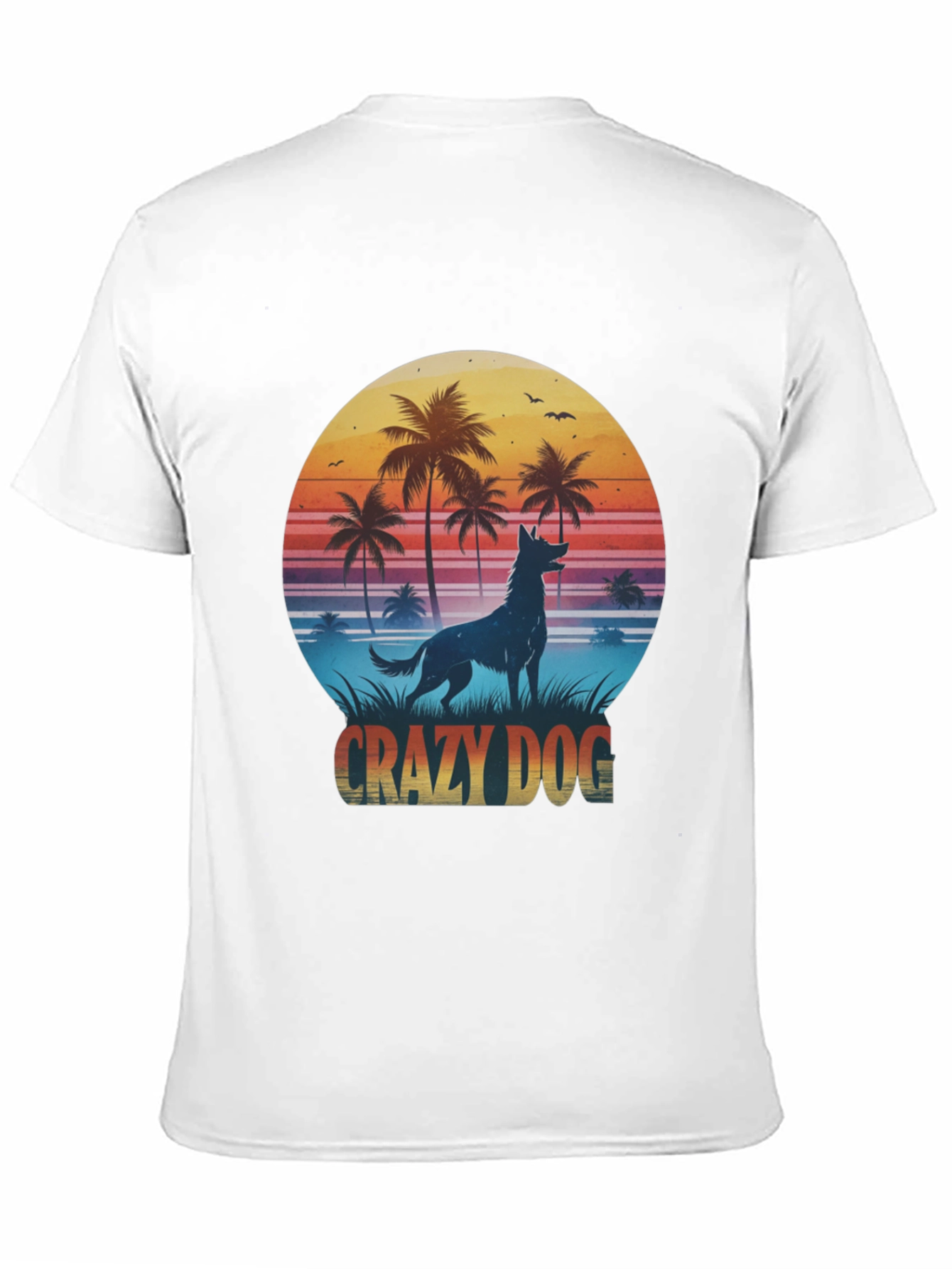 Crazy Dog T-Shirt - Tropical Beach Design