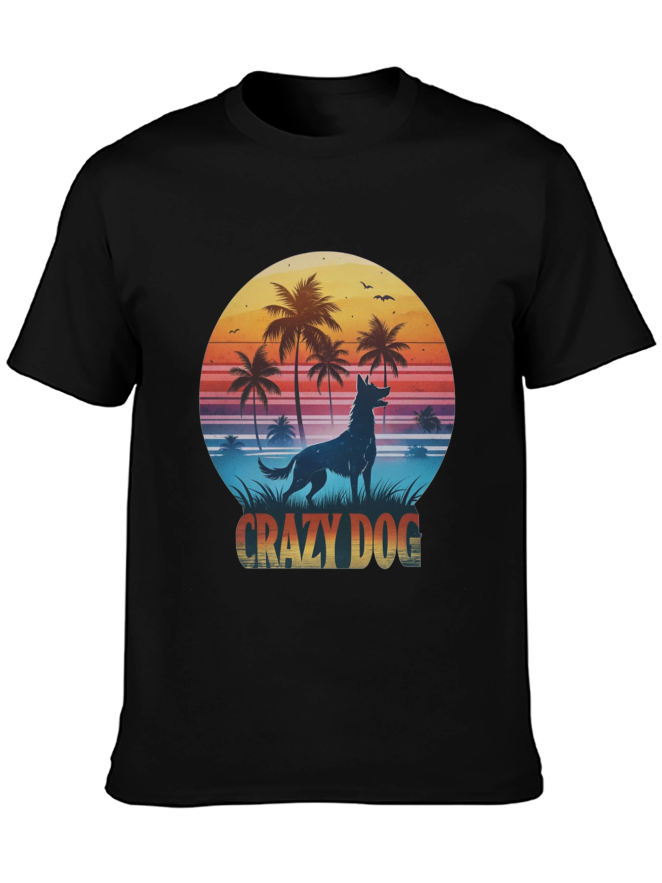 Crazy Dog T-Shirt - Tropical Beach Design