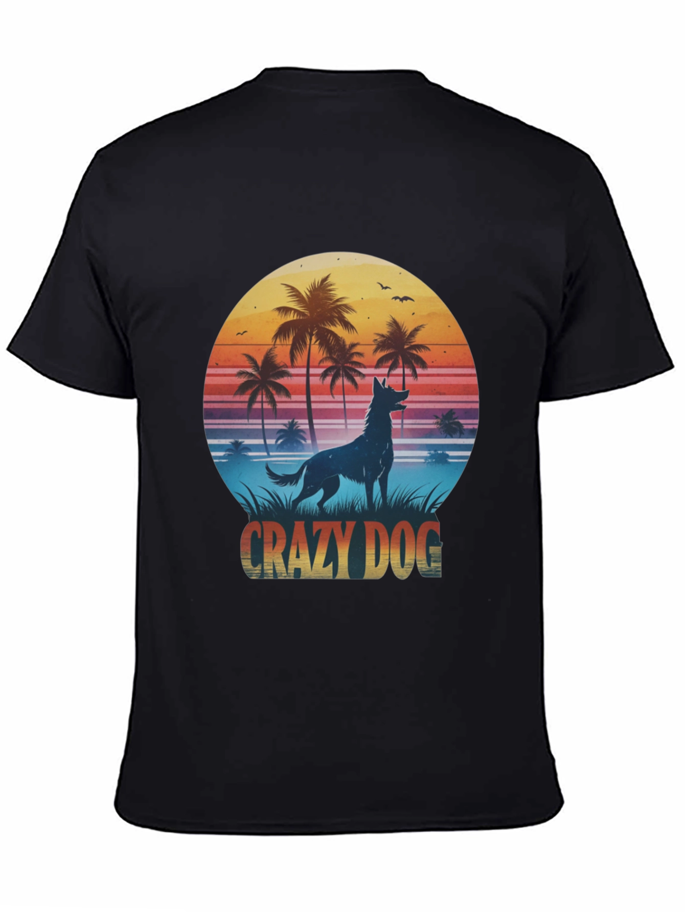 Crazy Dog T-Shirt - Tropical Beach Design