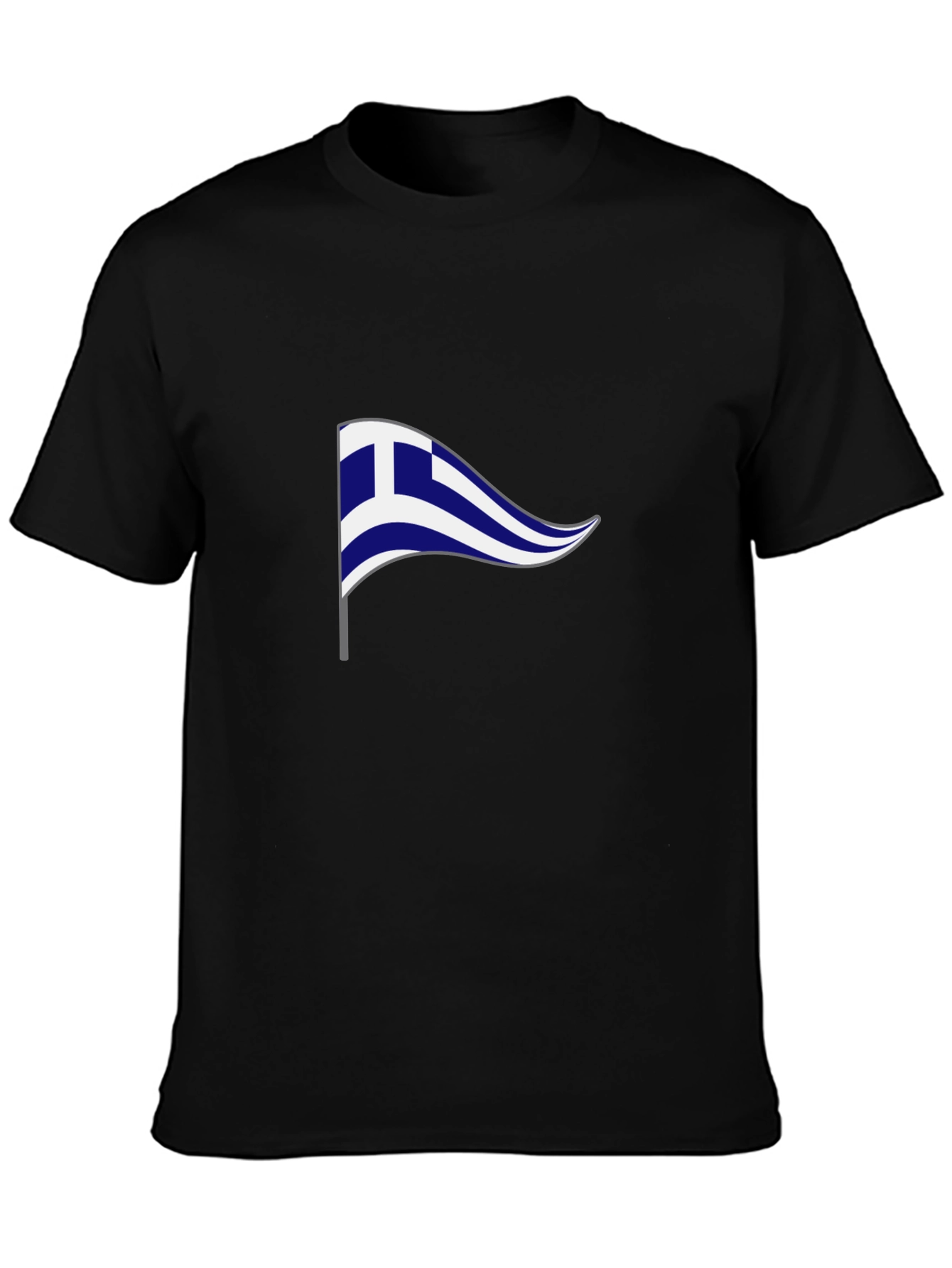 Greek Flag Graphic T-Shirt - Black Cotton Tee