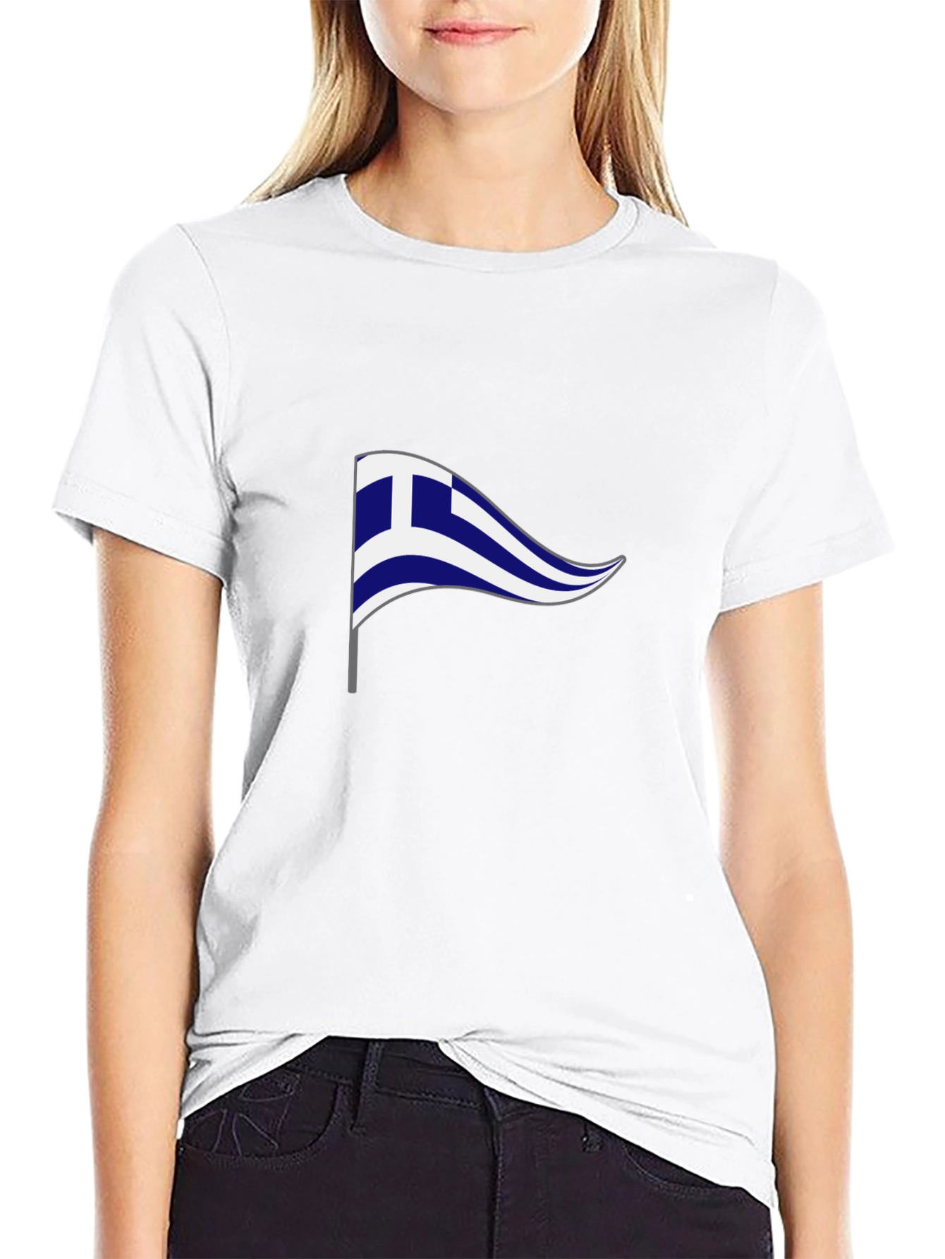 Greek Flag Graphic T-Shirt - Black Cotton Tee