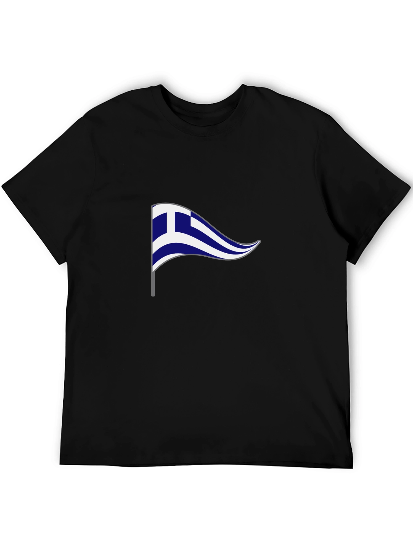 Greek Flag Graphic T-Shirt - Black Cotton Tee