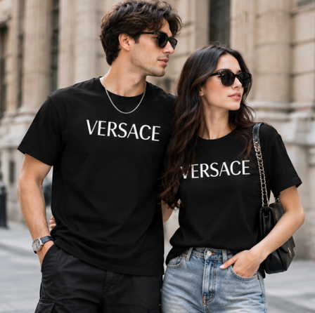 Versace Style Black T-Shirt - Matching Couple Look Unisex Tee