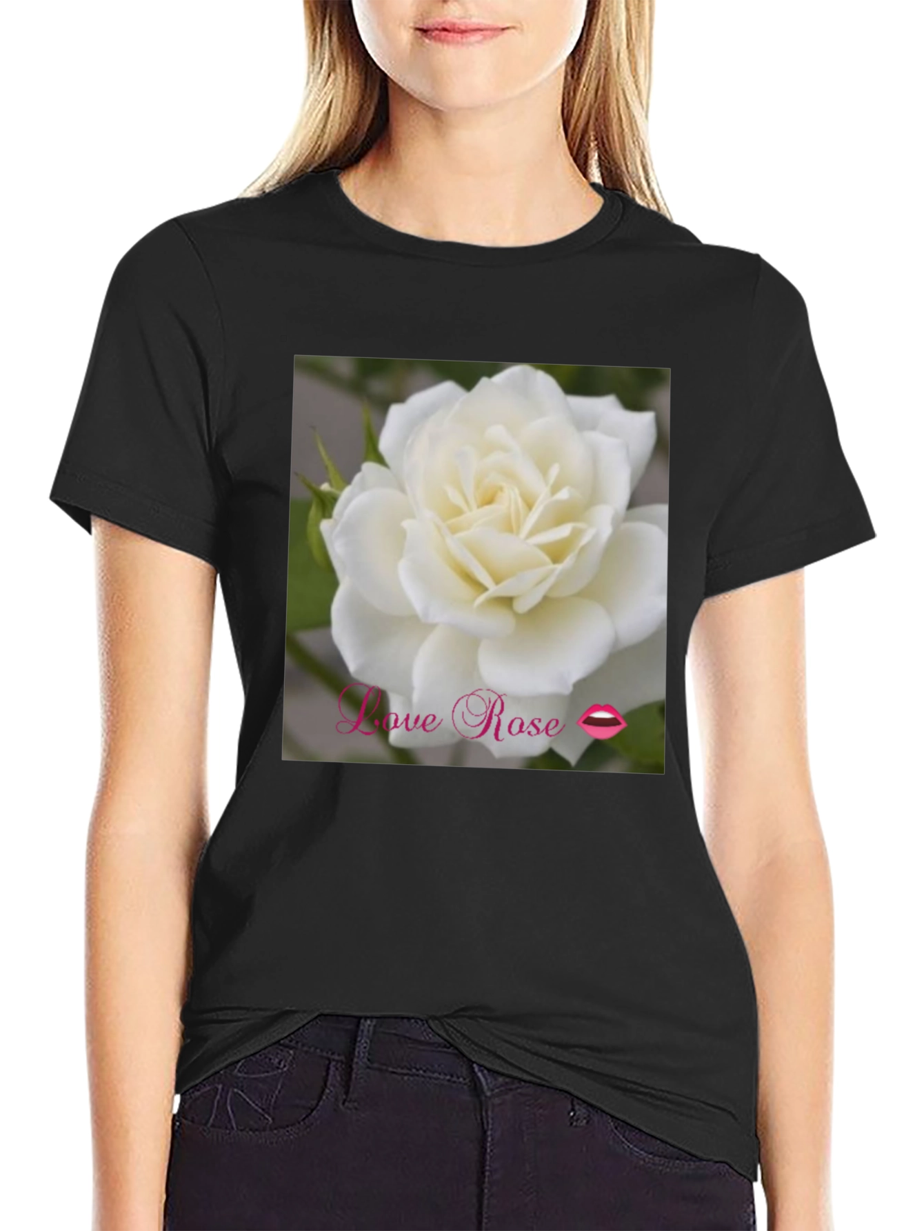 Love Rose Graphic T-Shirt - Black