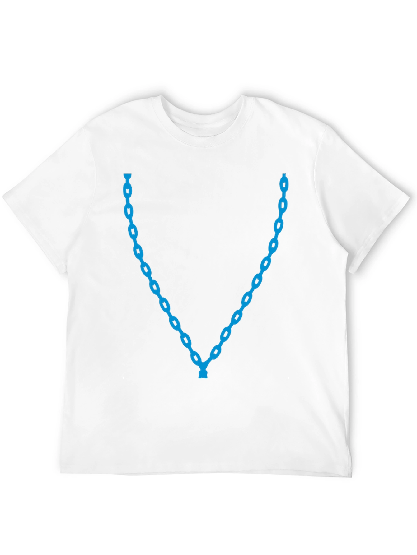 Mens Black T-Shirt with Blue Chain Necklace Design