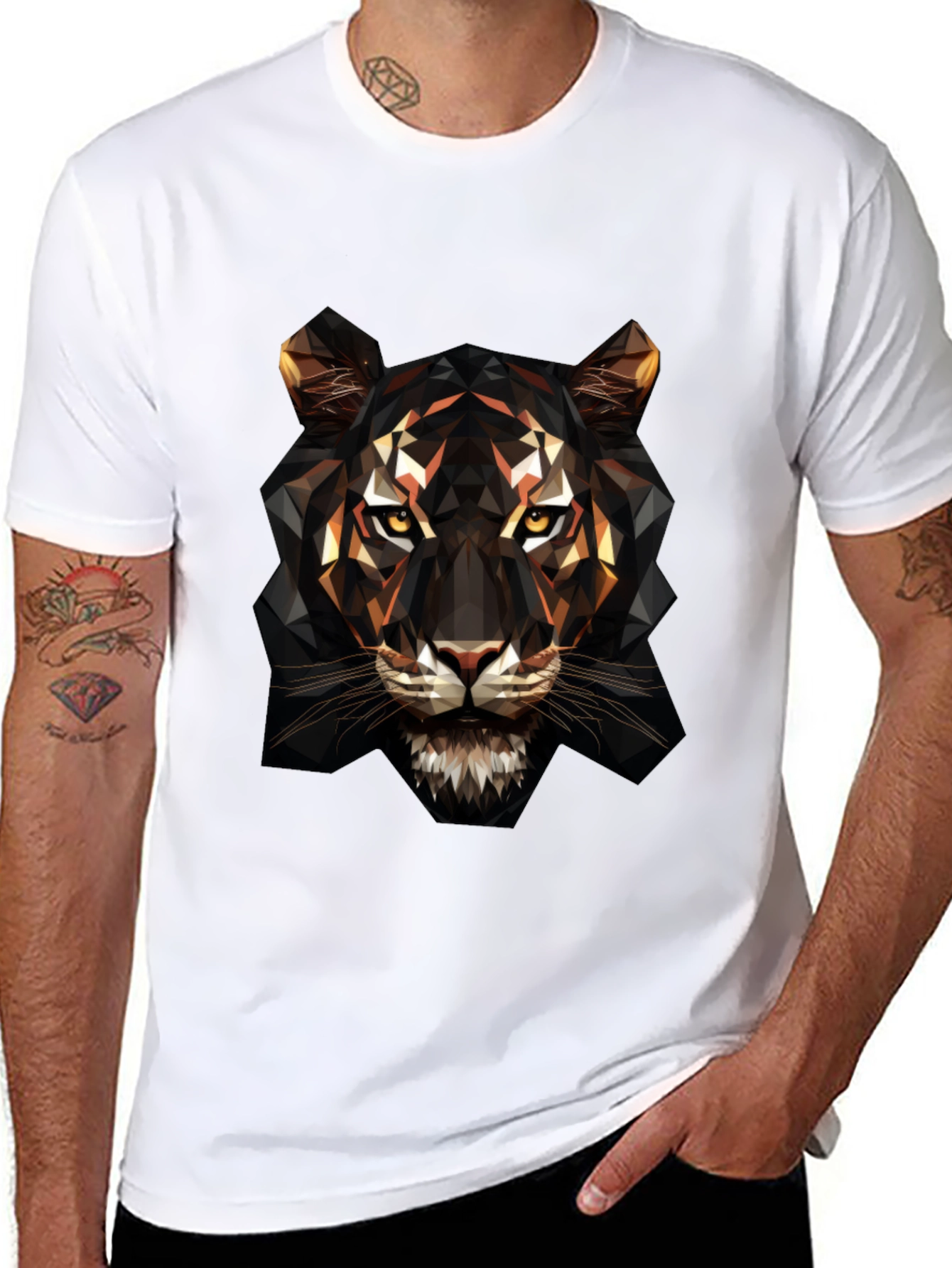 Geometric Tiger Graphic Tee - Bold Animal Design