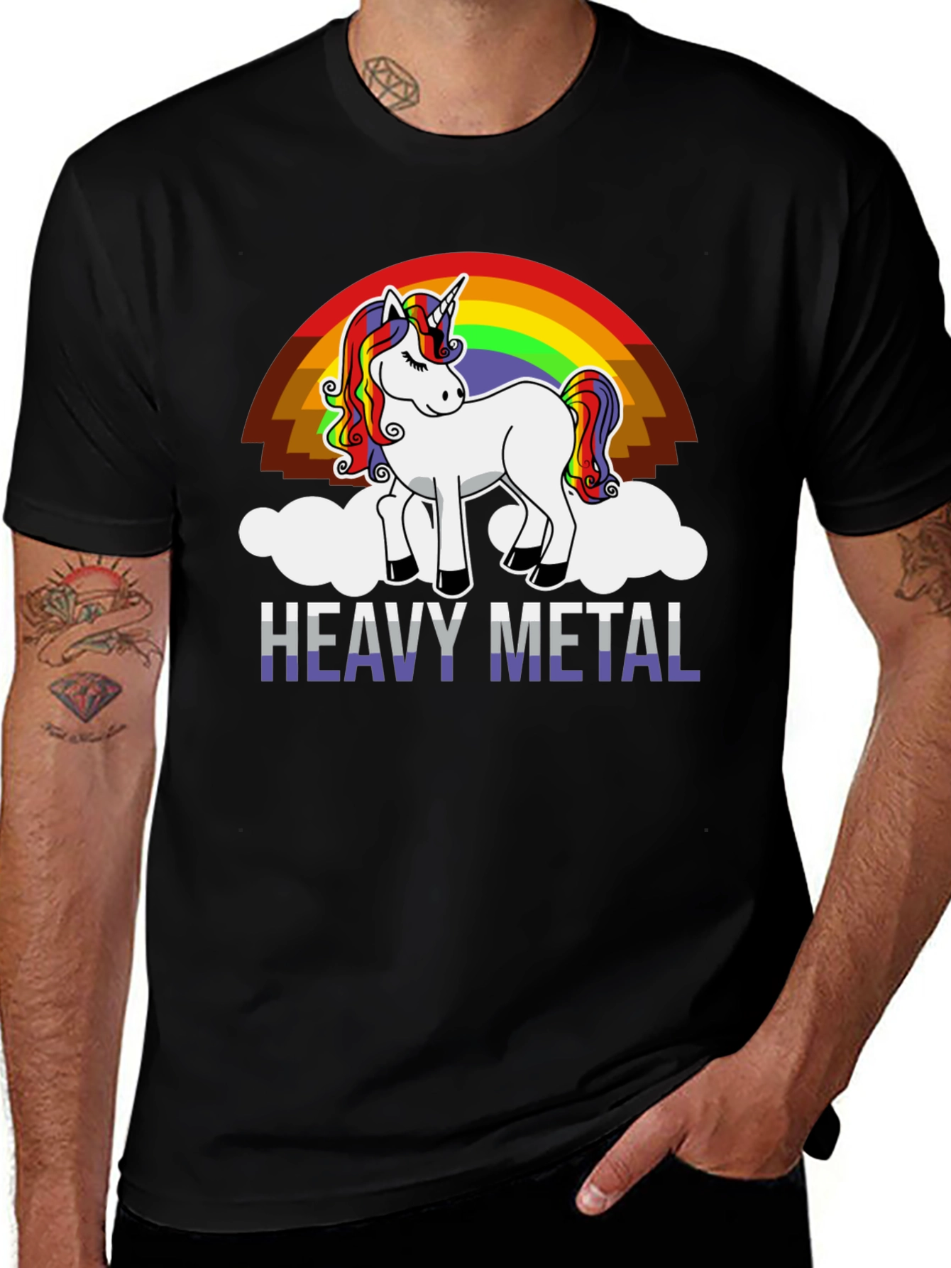 Heavy Metal Unicorn Rainbow T-Shirt