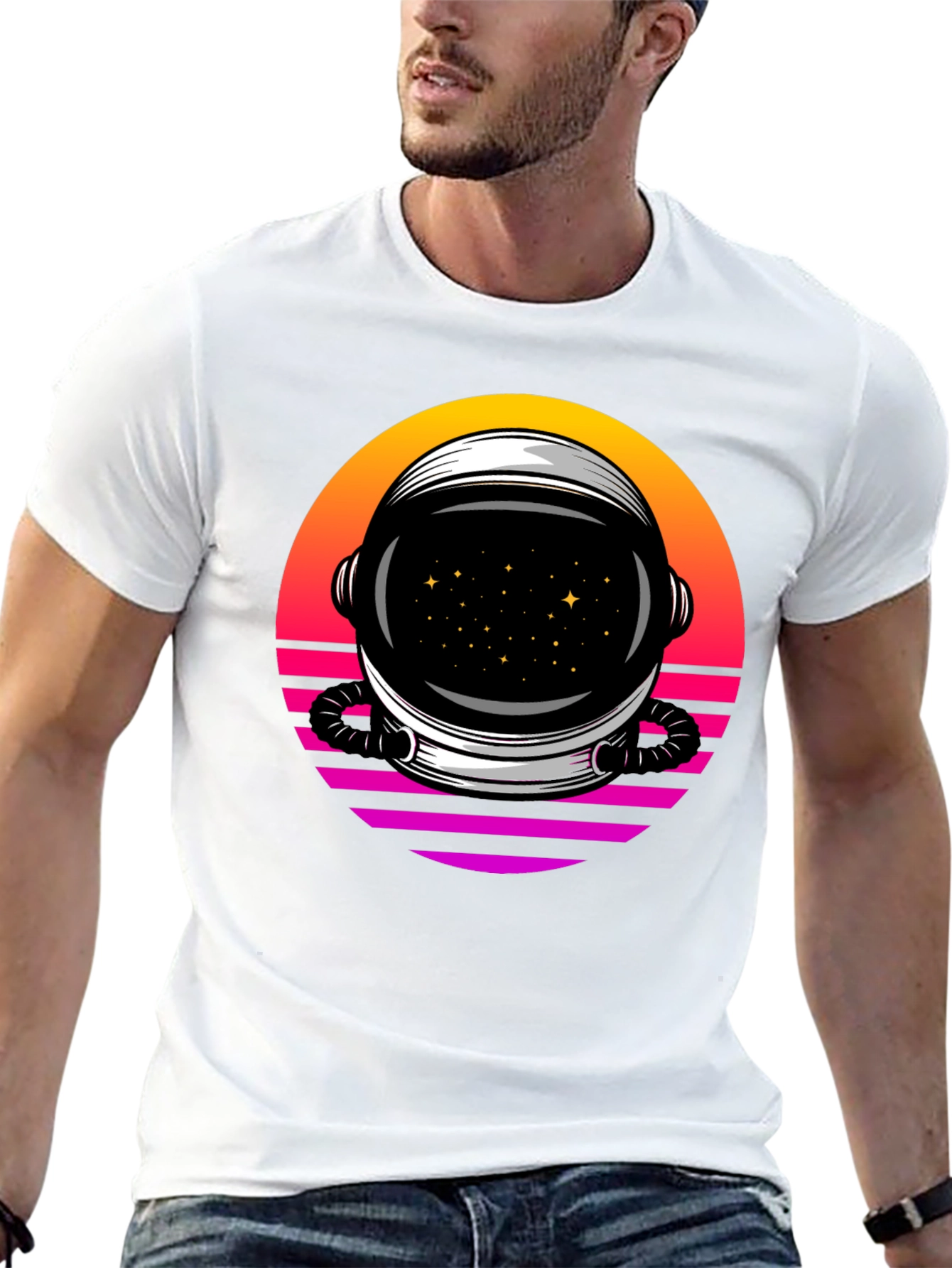 Retro Space Helmet T-Shirt - Galactic Style