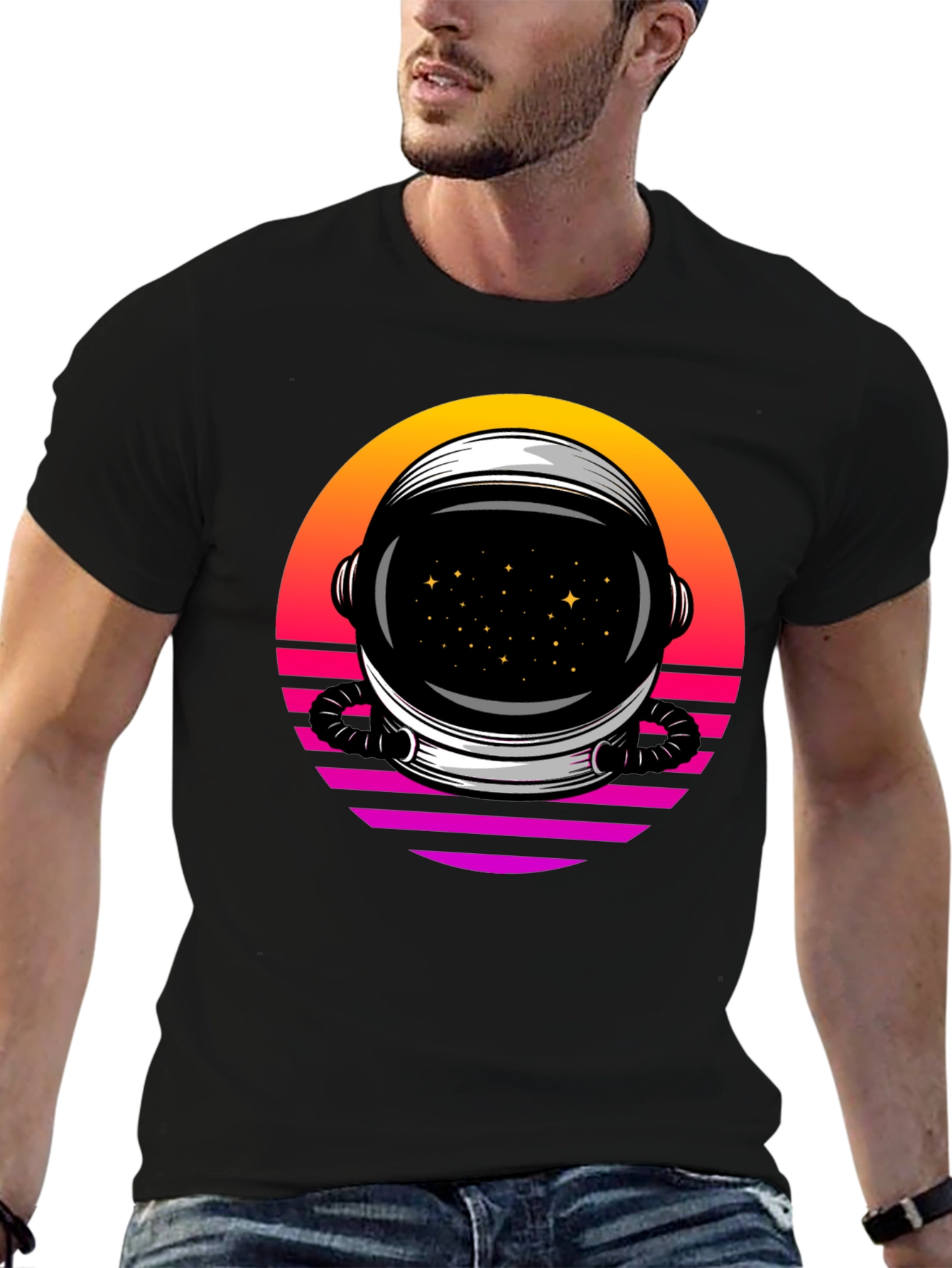Retro Space Helmet T-Shirt - Galactic Style