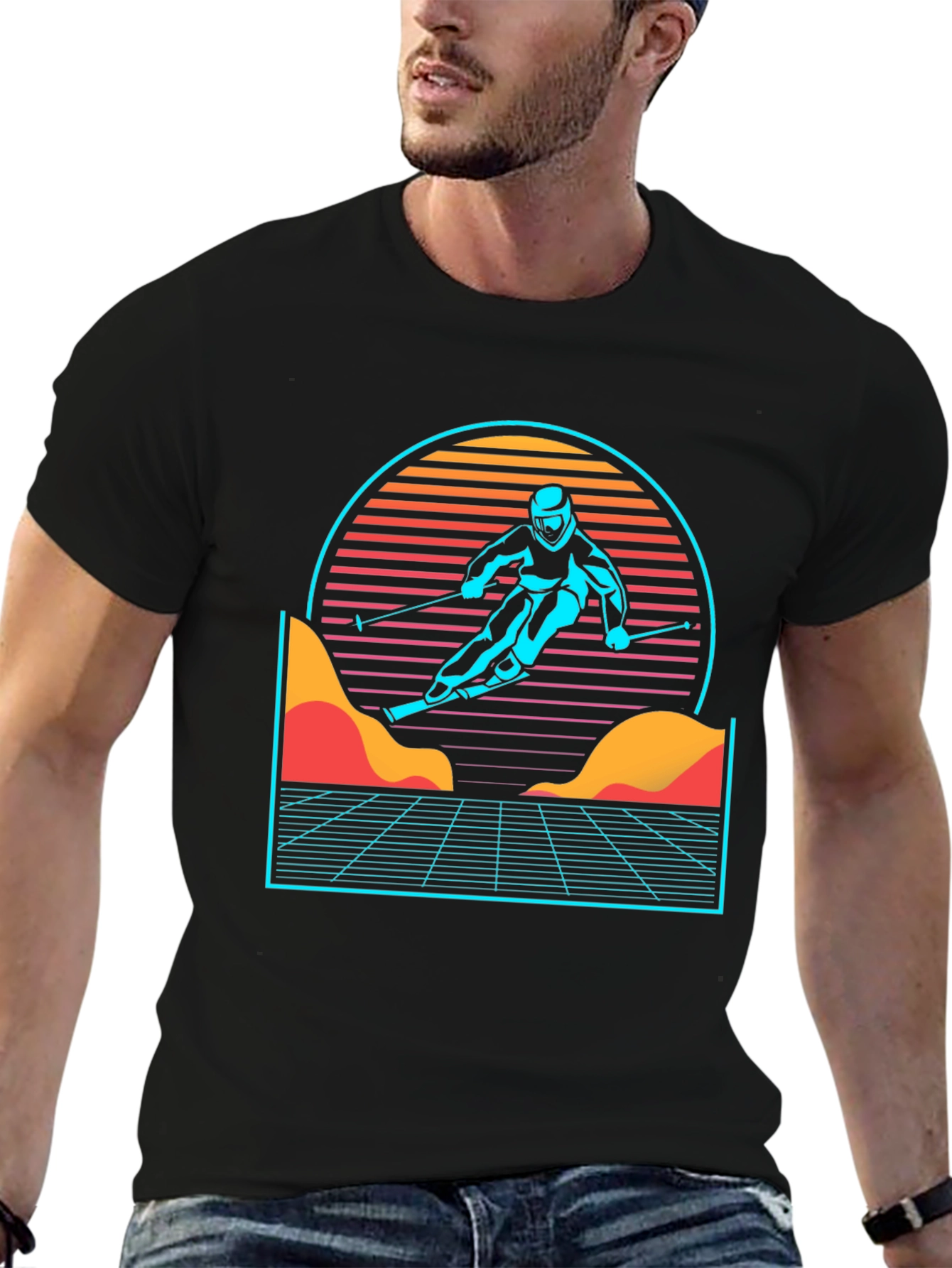 Retro Skier Graphic Tee - Black