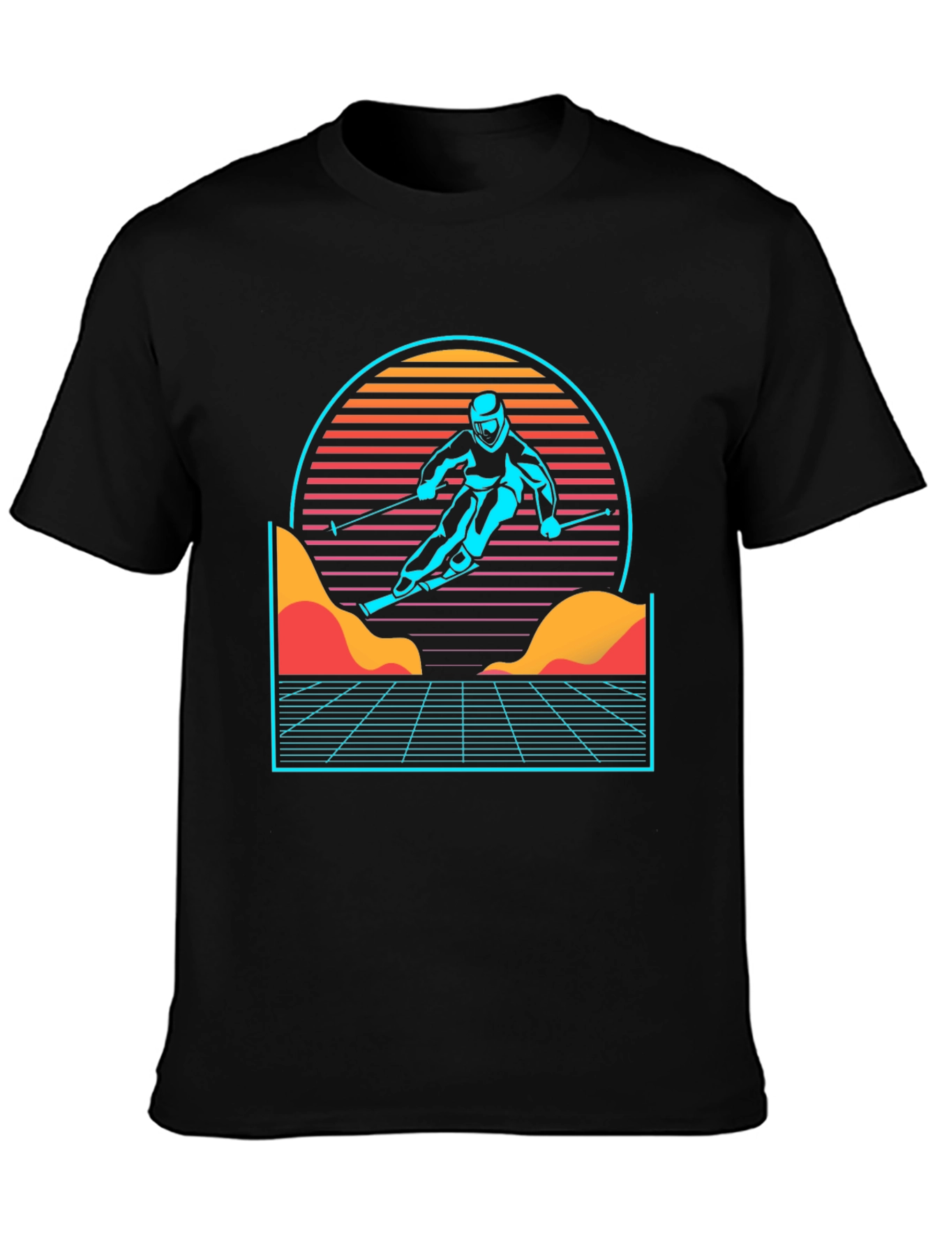 Retro Skier Graphic Tee - Black