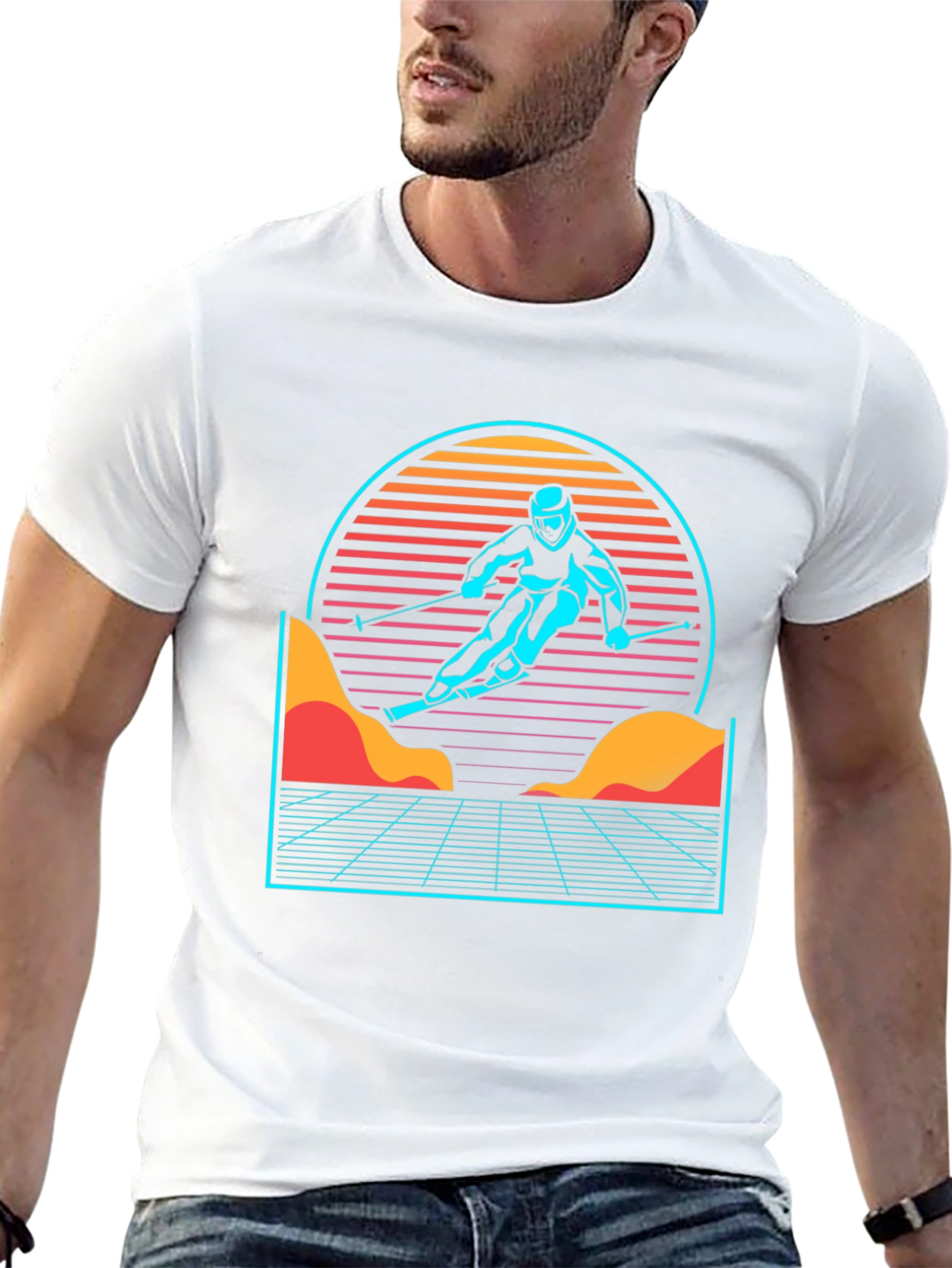 Retro Skier Graphic Tee - Black