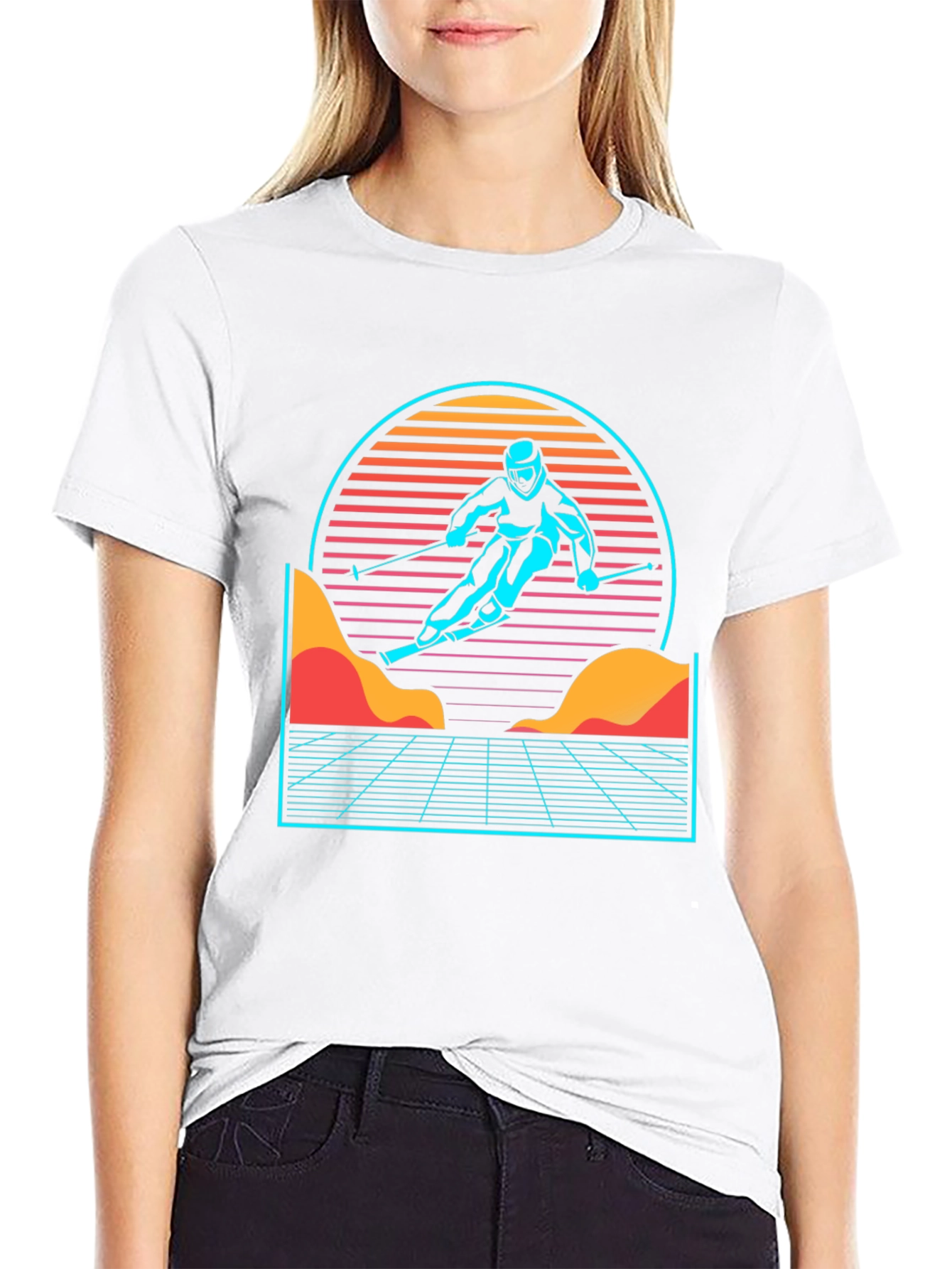 Retro Skier Graphic Tee - Black
