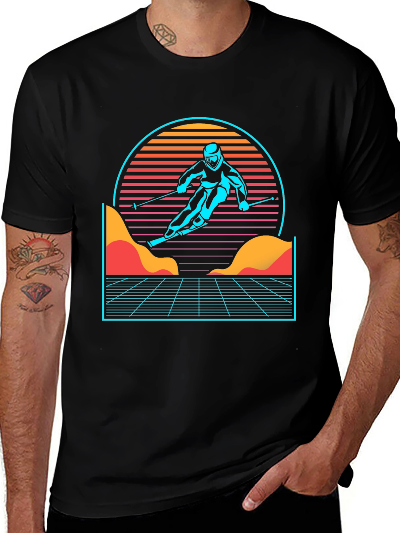 Retro Skier Graphic Tee - Black