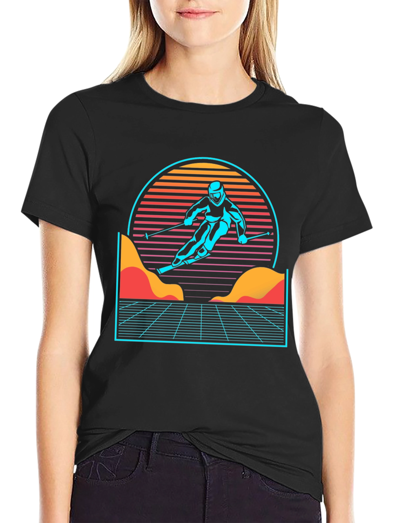 Retro Skier Graphic Tee - Black