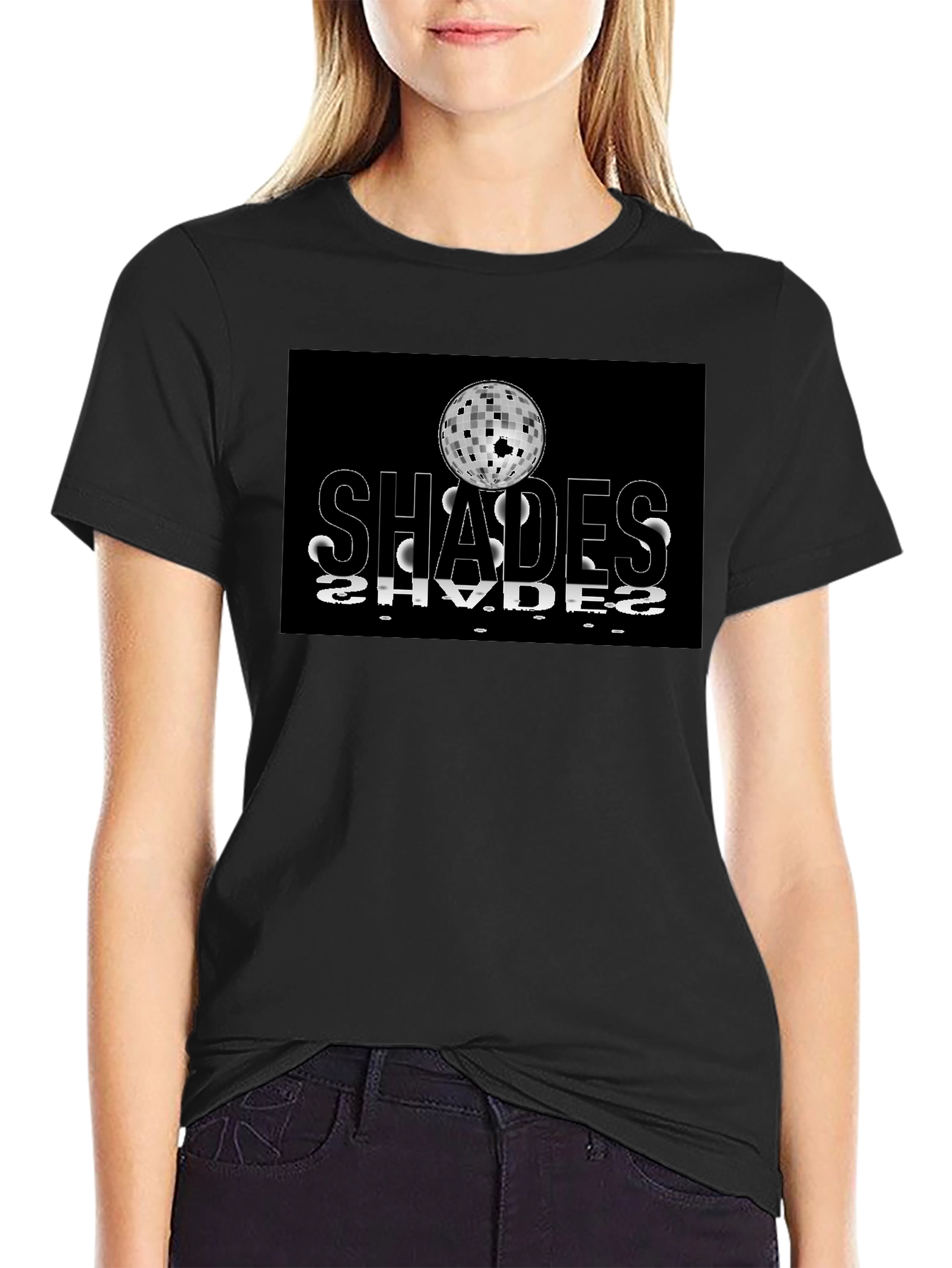 Shades Retro Disco Ball Graphic Black T-Shirt
