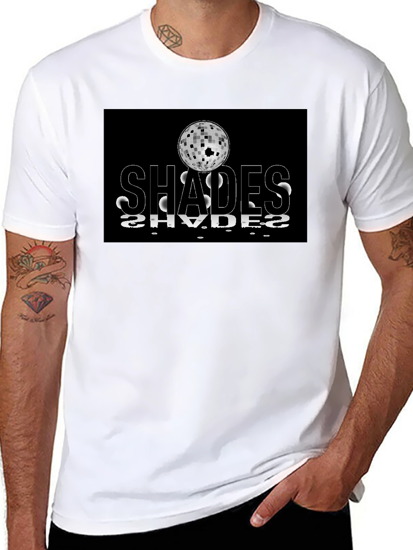 Shades Retro Disco Ball Graphic Black T-Shirt