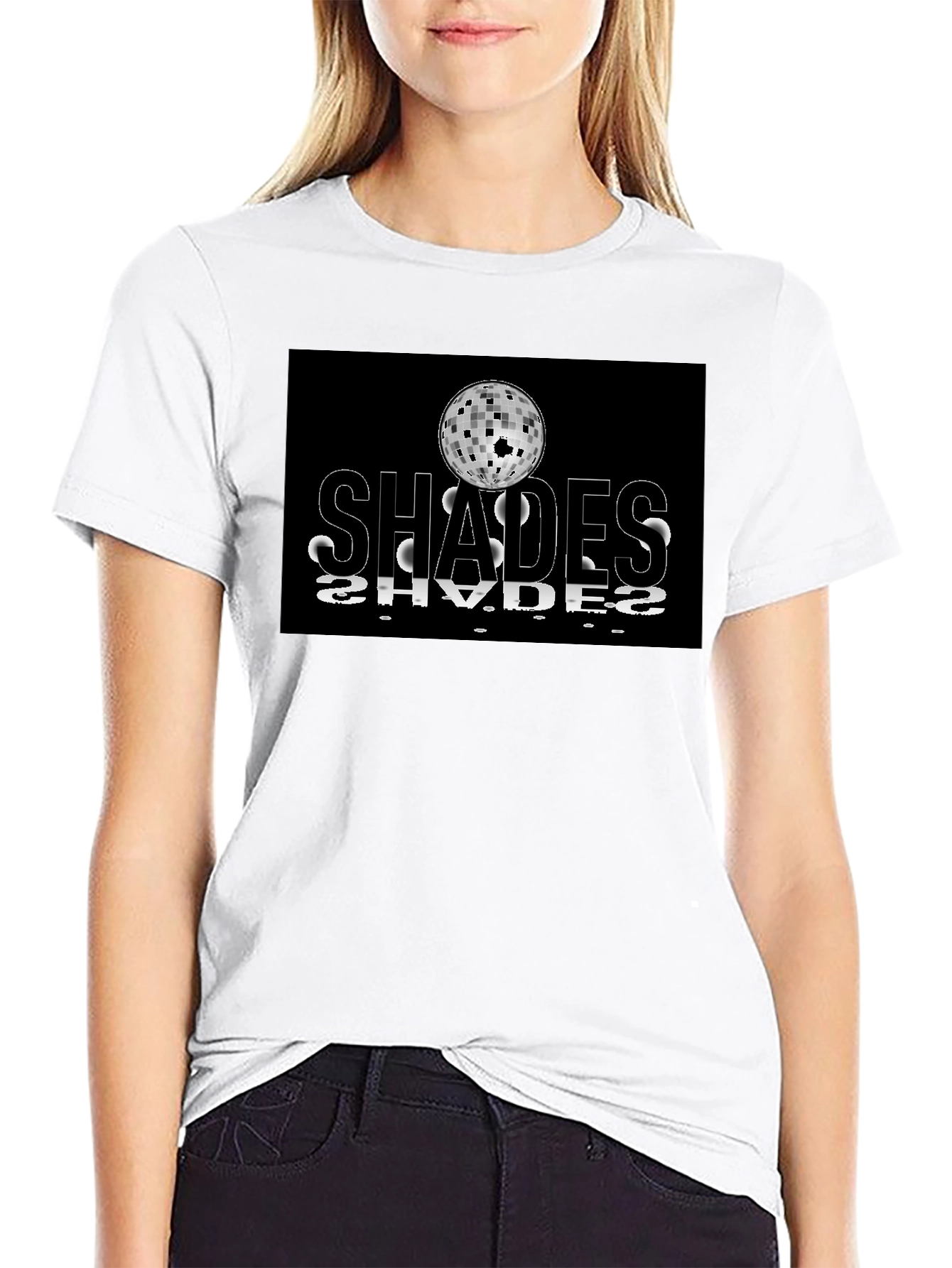 Shades Retro Disco Ball Graphic Black T-Shirt