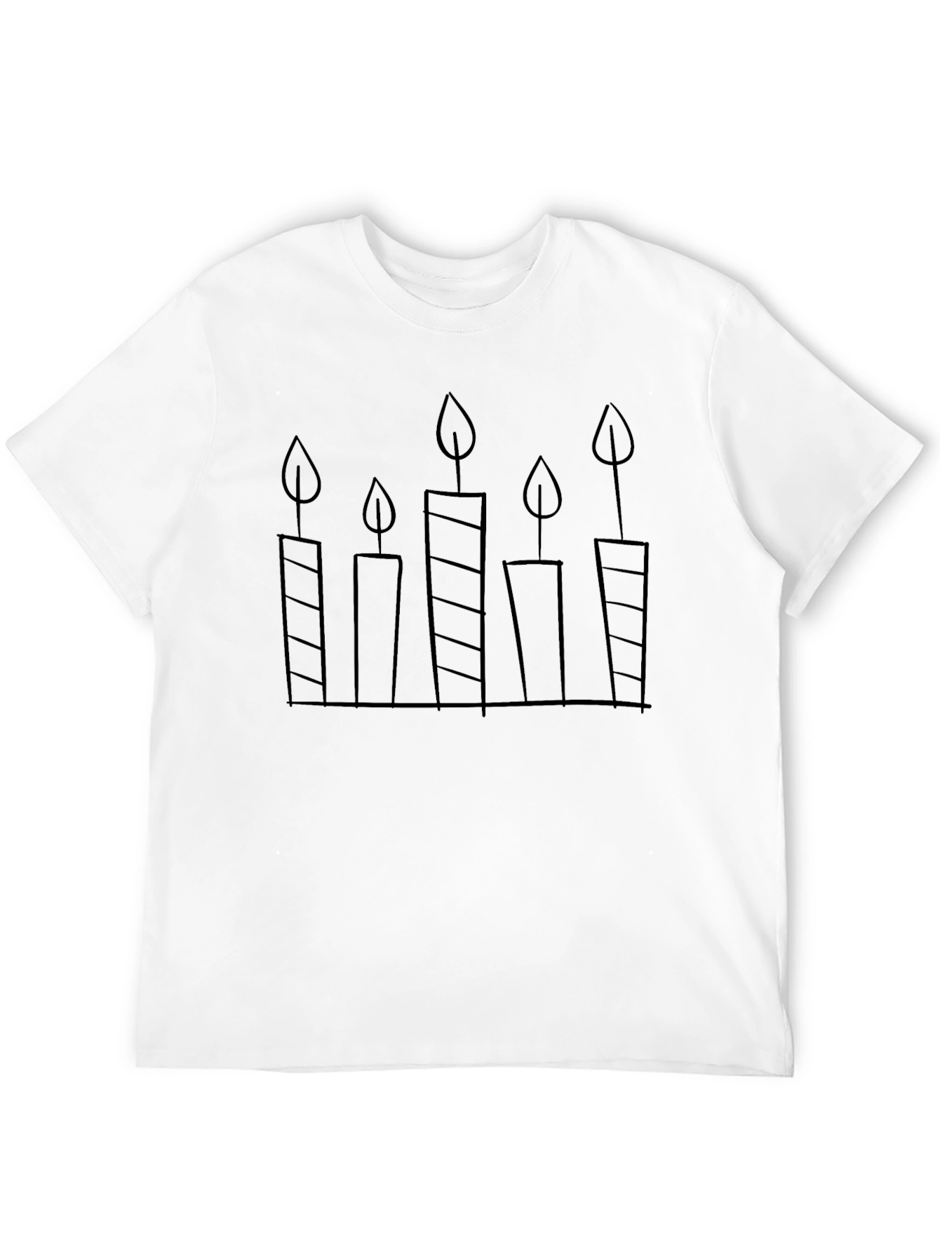 Black T-Shirt with Candle Line Art