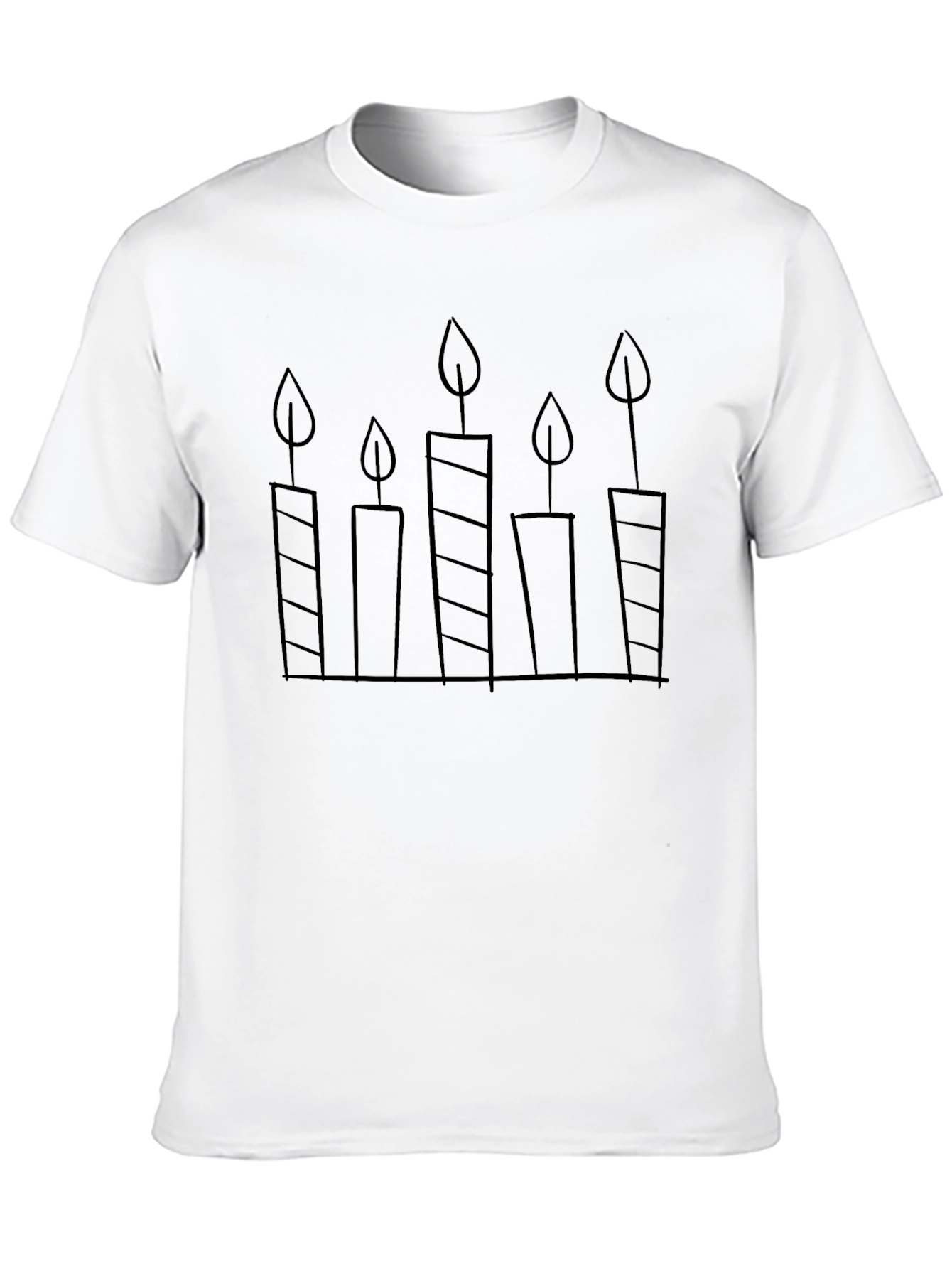 Black T-Shirt with Candle Line Art