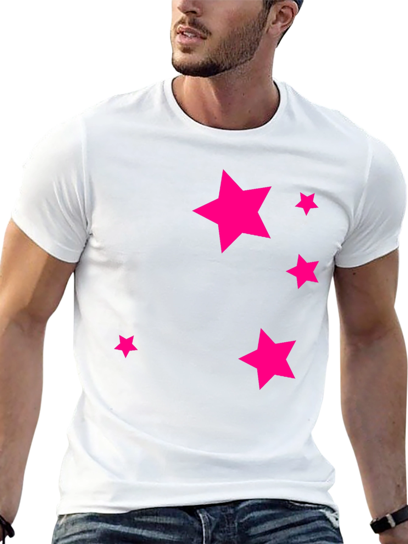 Black Tee with Pink Star Design