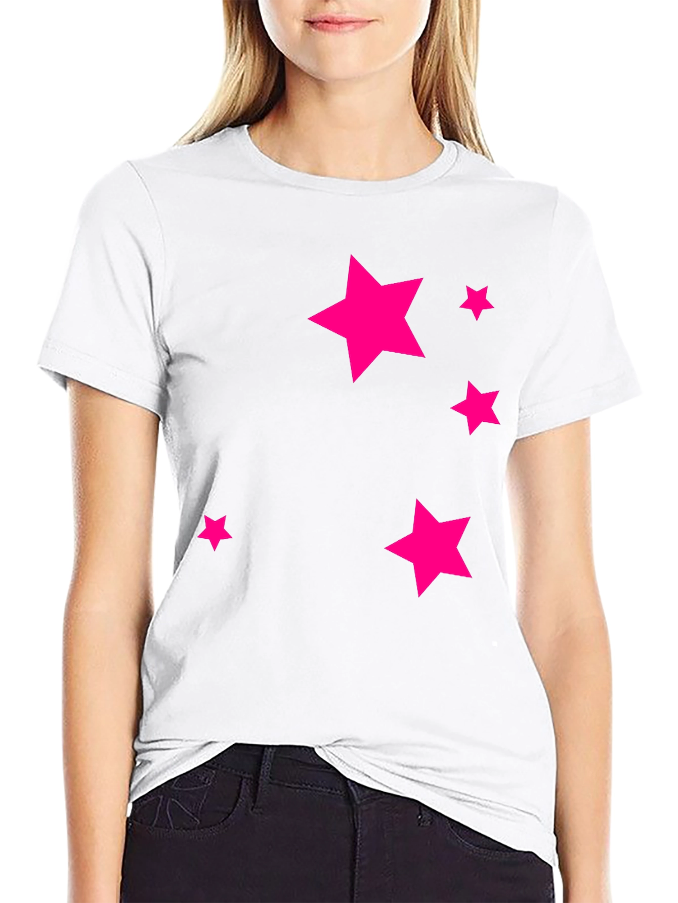 Black Tee with Pink Star Design