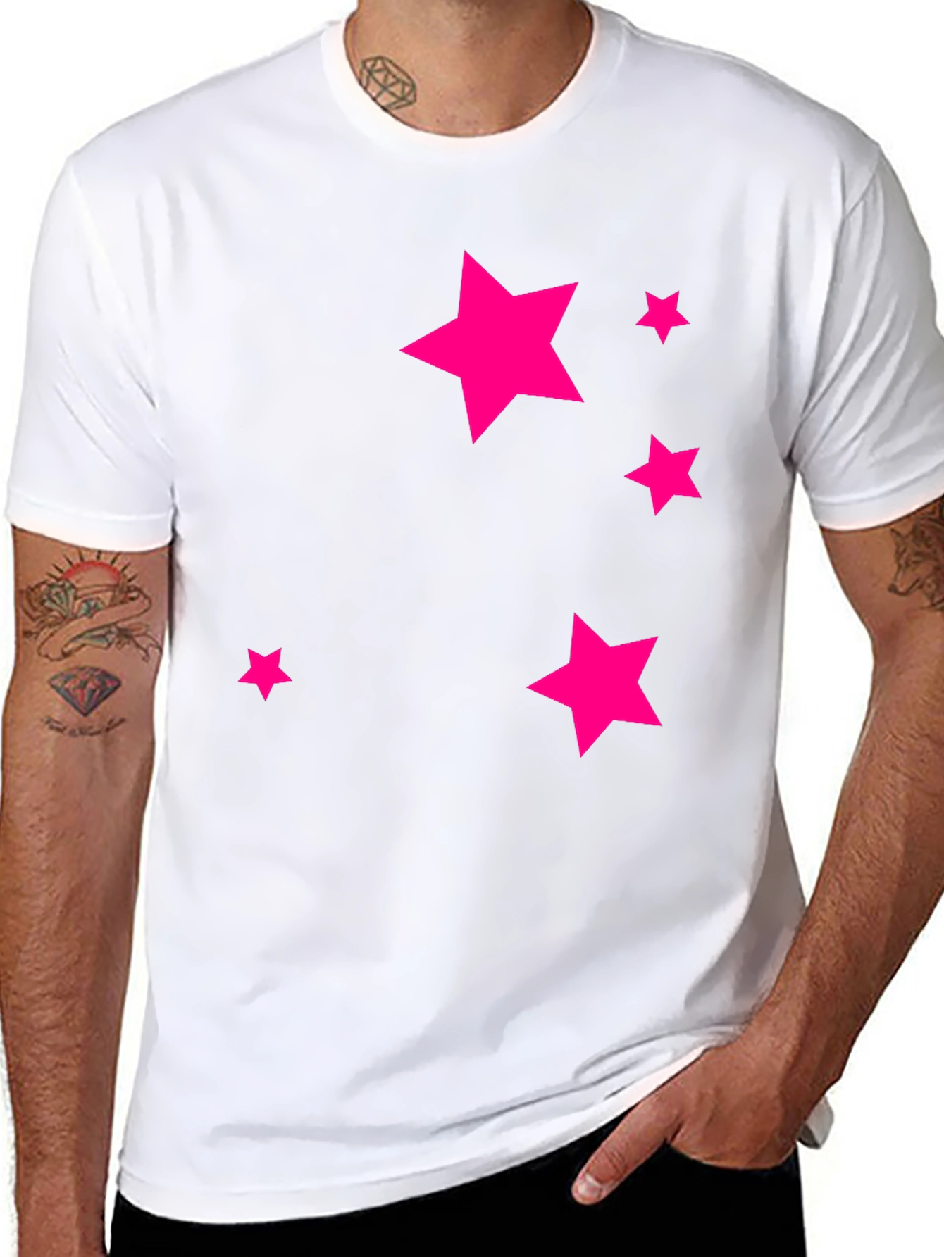 Black Tee with Pink Star Design