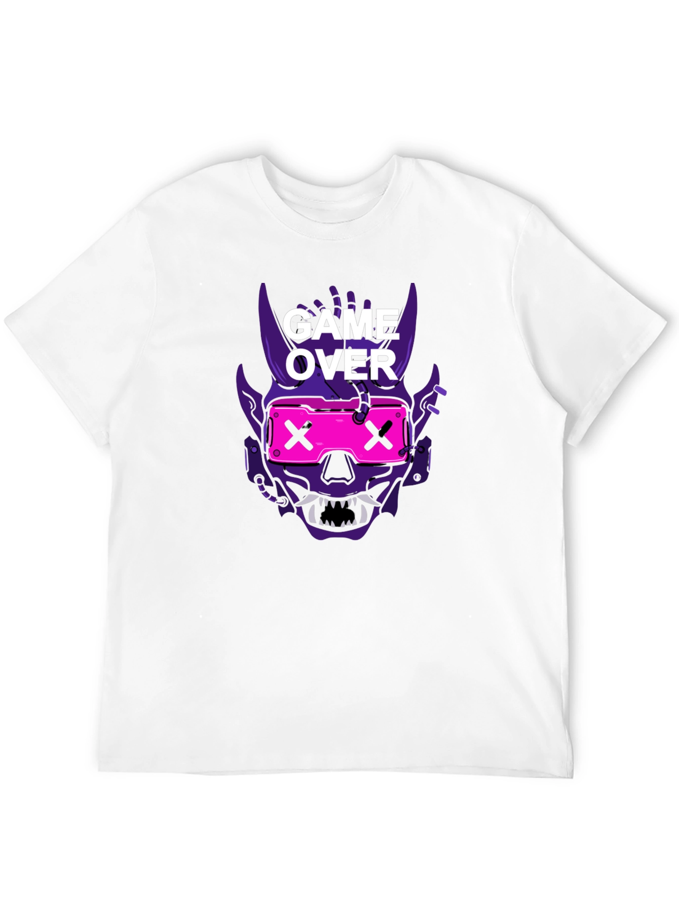 Game Over Oni Skull Cyberpunk T-Shirt