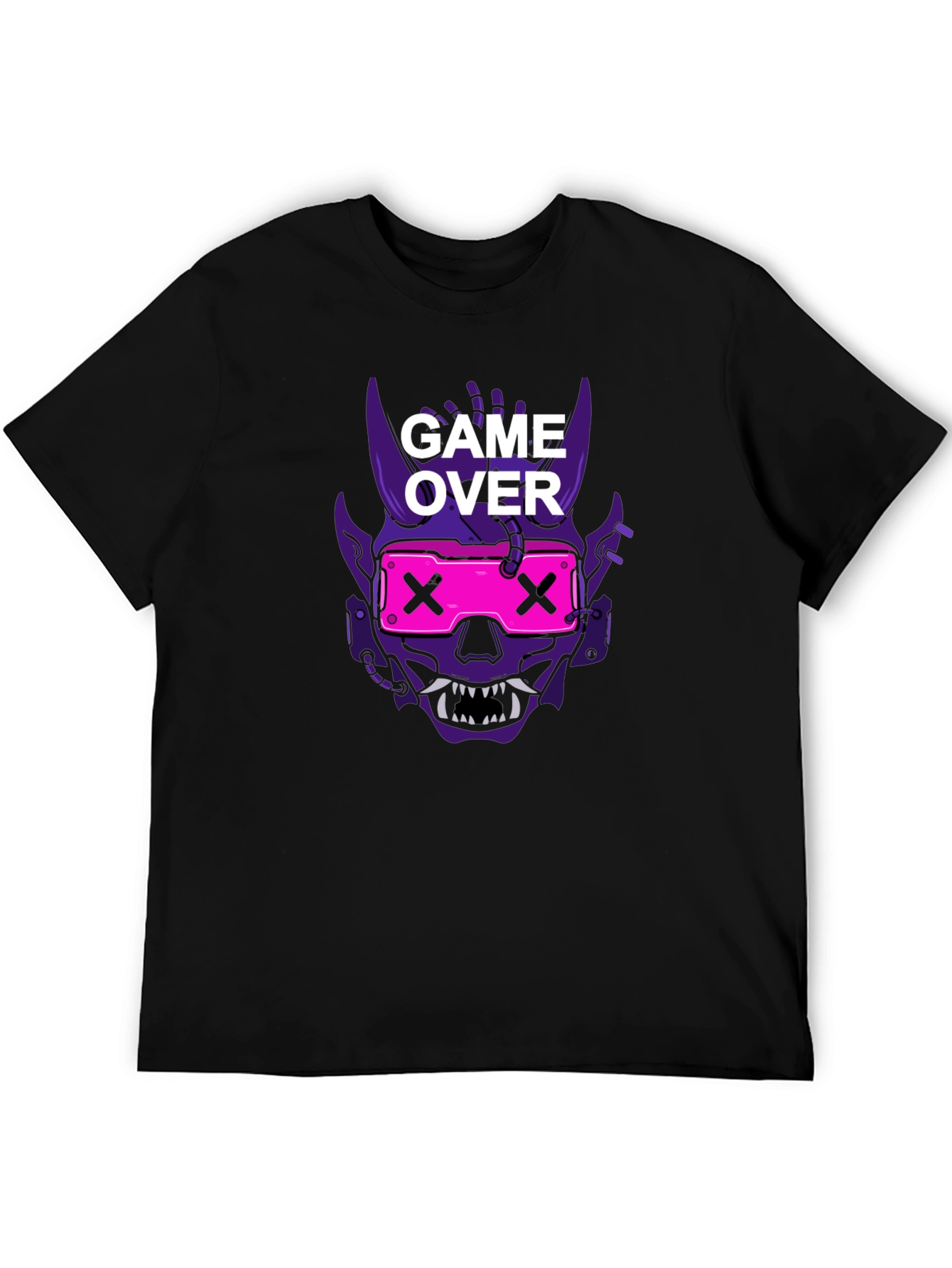 Game Over Oni Skull Cyberpunk T-Shirt