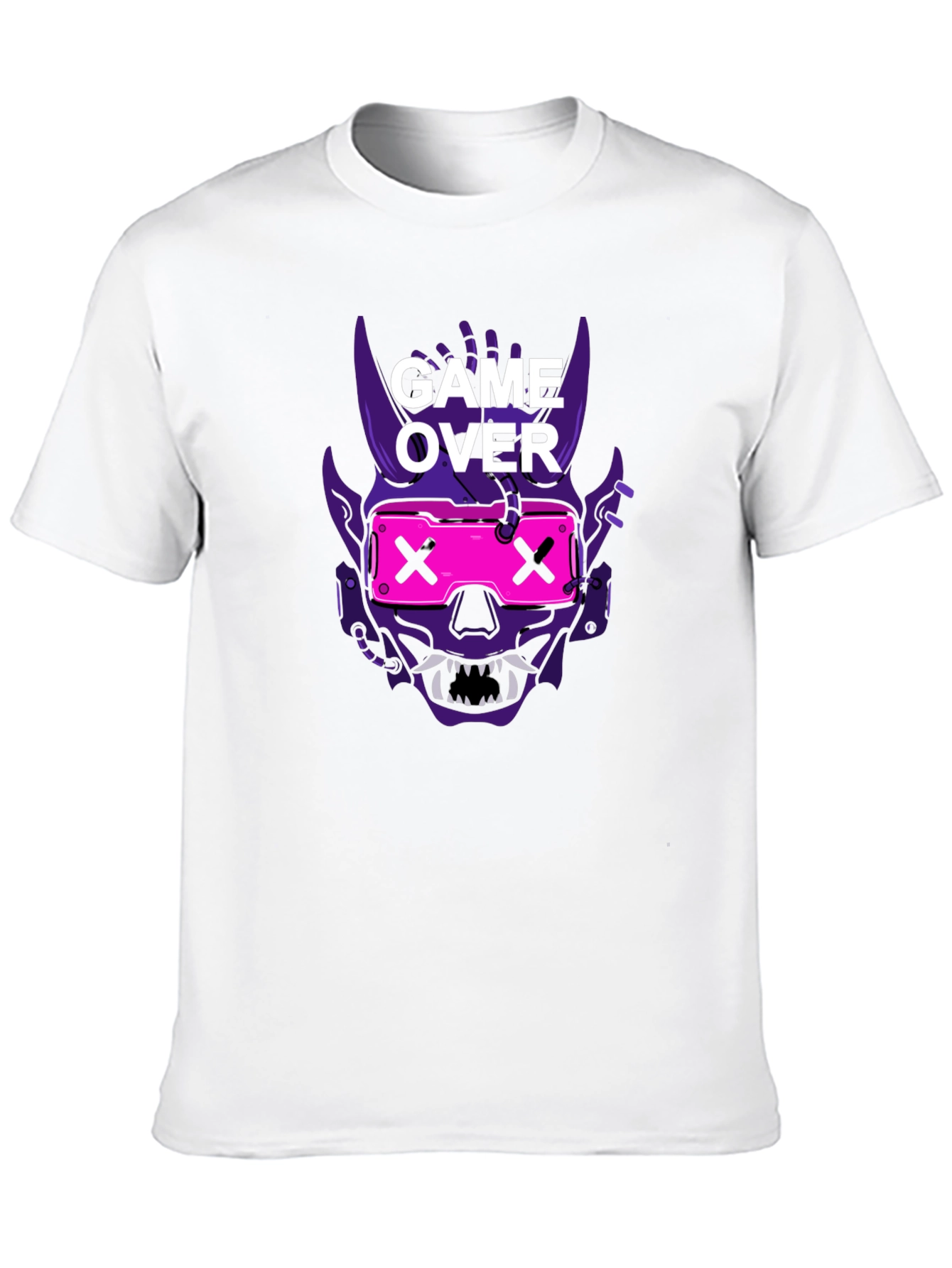 Game Over Oni Skull Cyberpunk T-Shirt