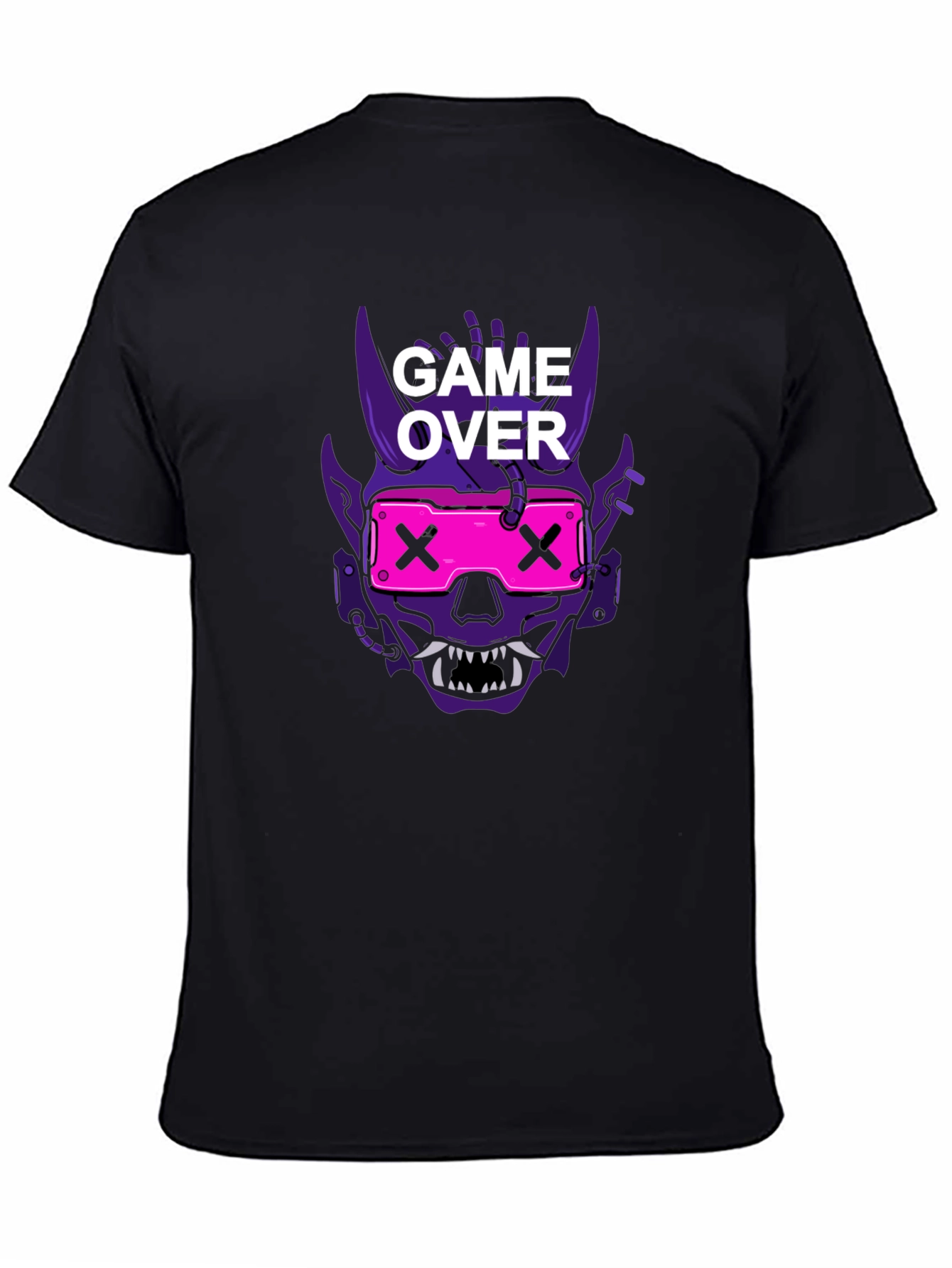 Game Over Oni Skull Cyberpunk T-Shirt