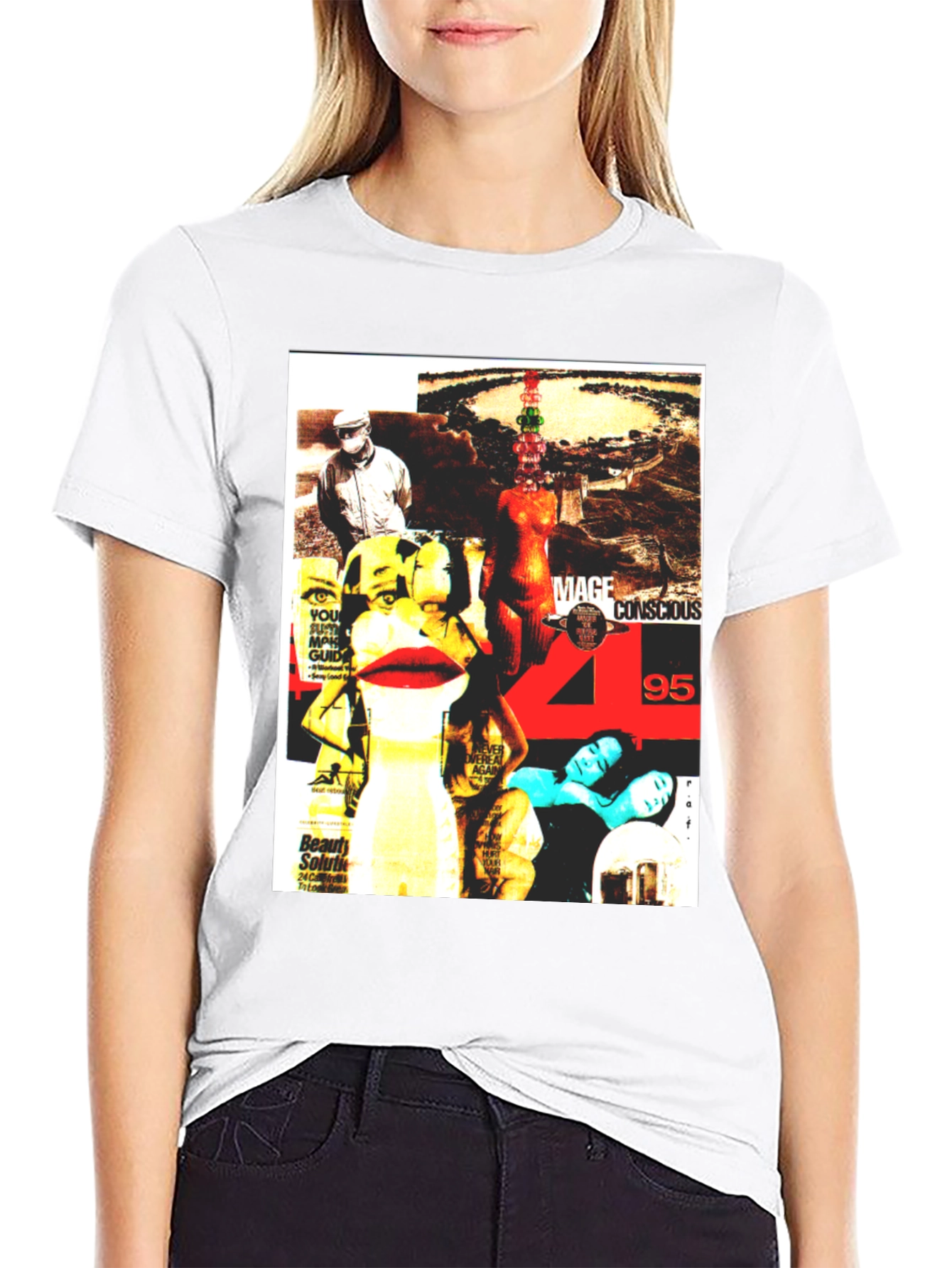 Graphic Print T-Shirt - Edgy Collage Design
