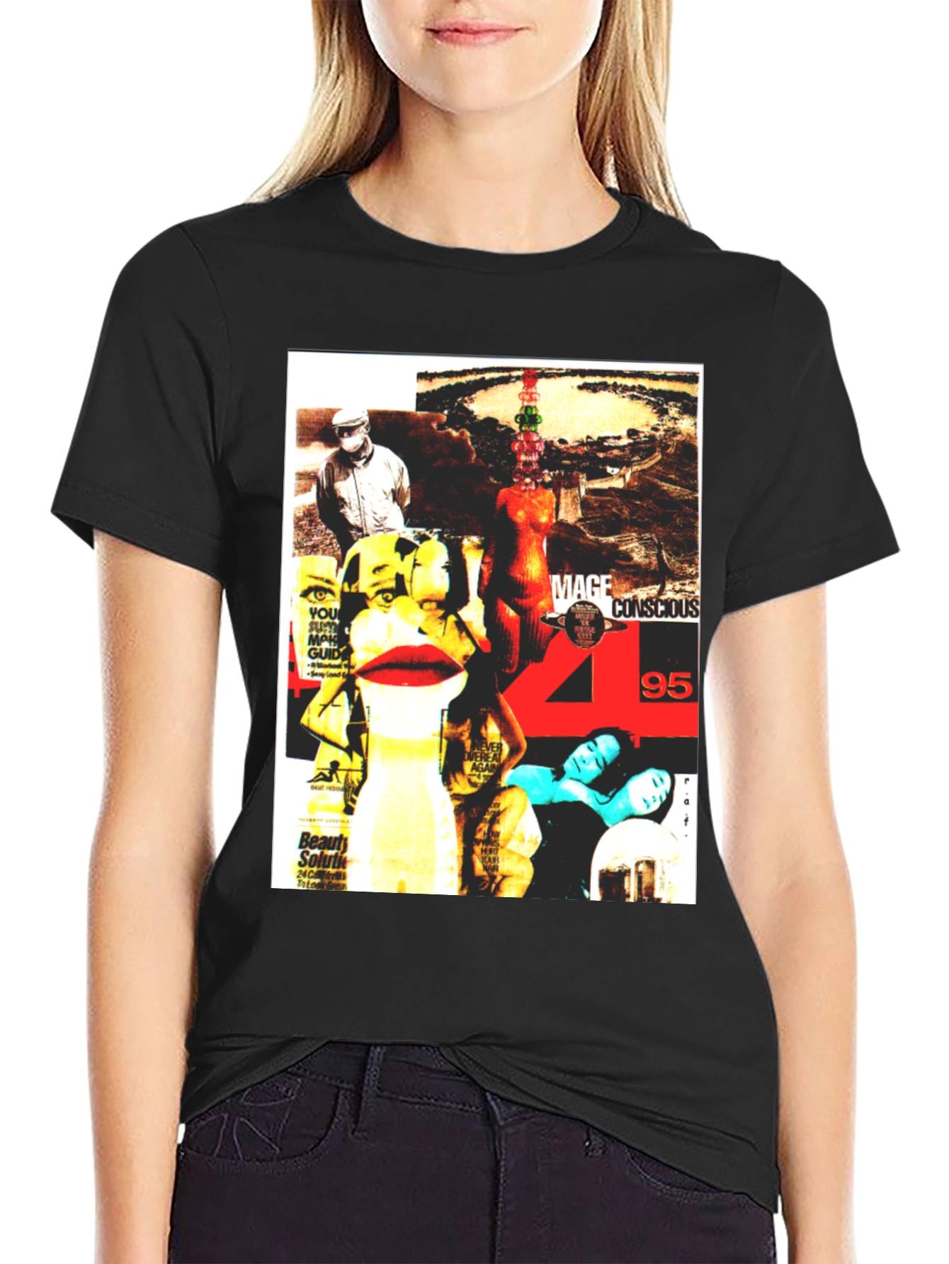 Graphic Print T-Shirt - Edgy Collage Design