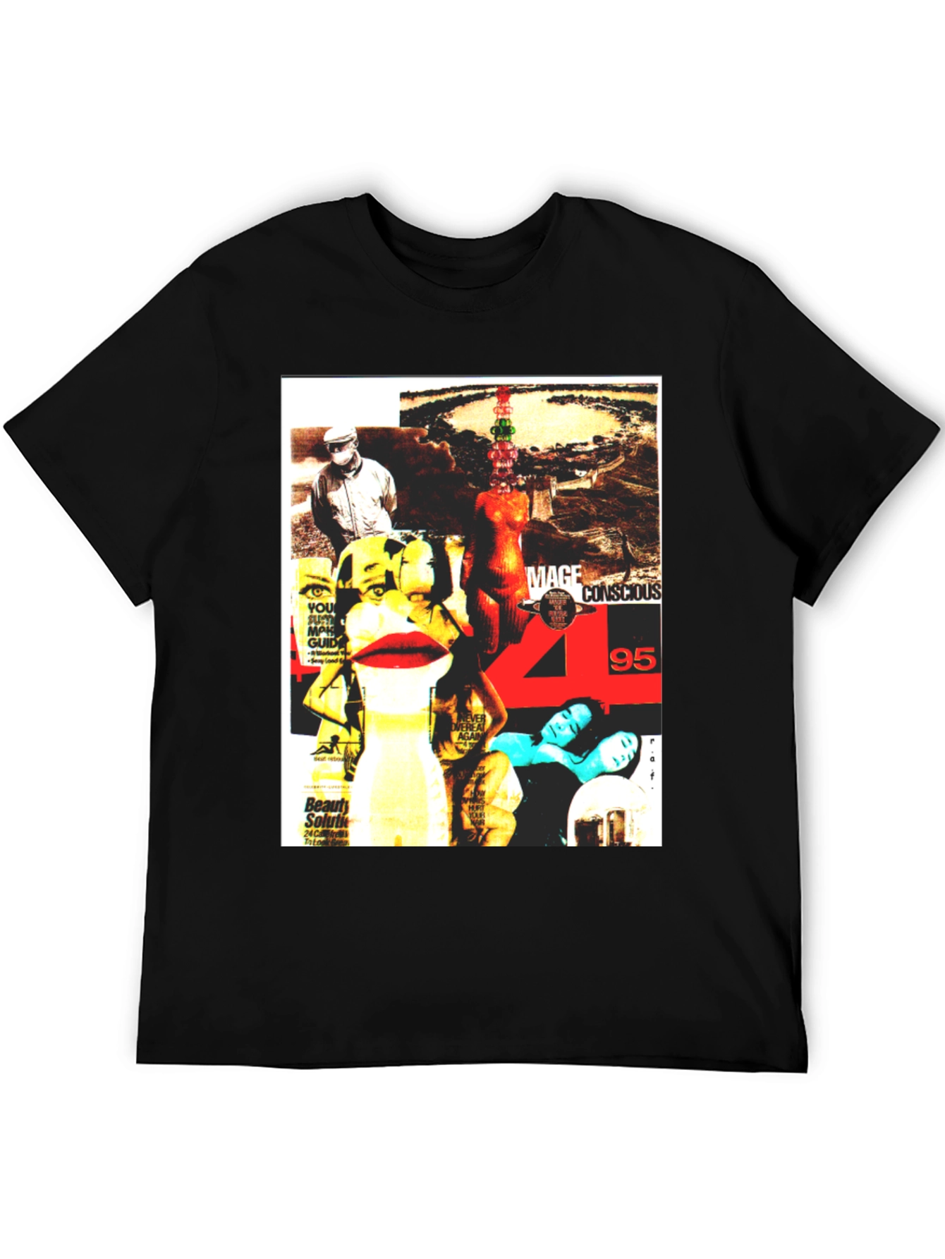 Graphic Print T-Shirt - Edgy Collage Design