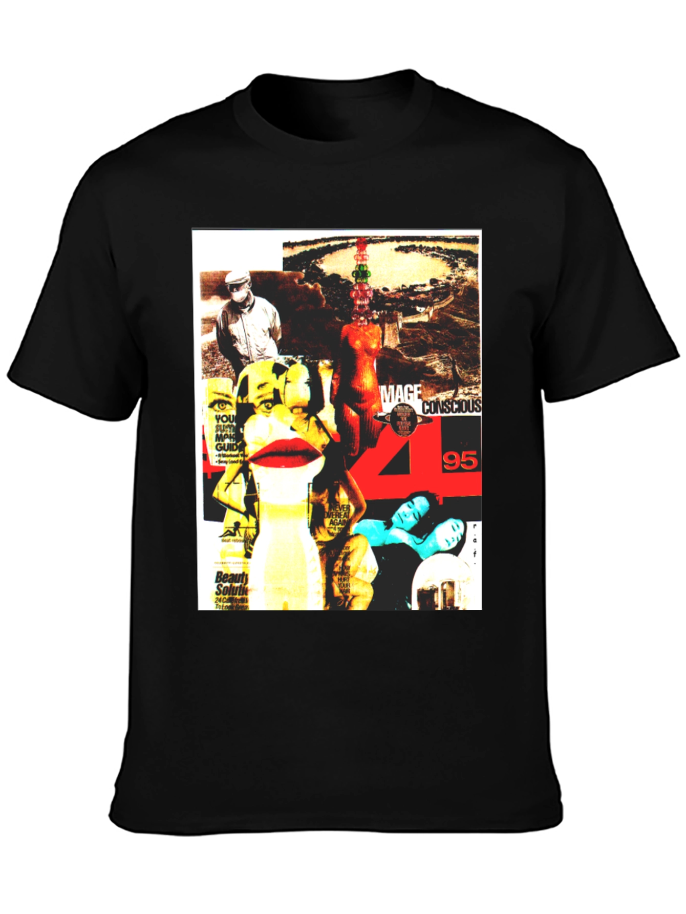 Graphic Print T-Shirt - Edgy Collage Design